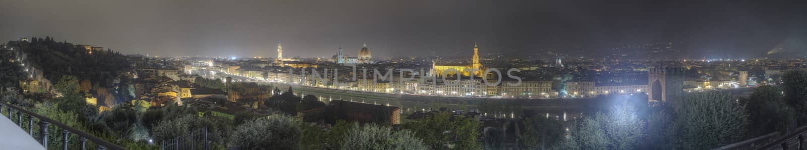 Florence cityscape with Duomo Santa Maria Del Fiore and Piazza Della Signoria from Piazzale Michelangelo, Italy
