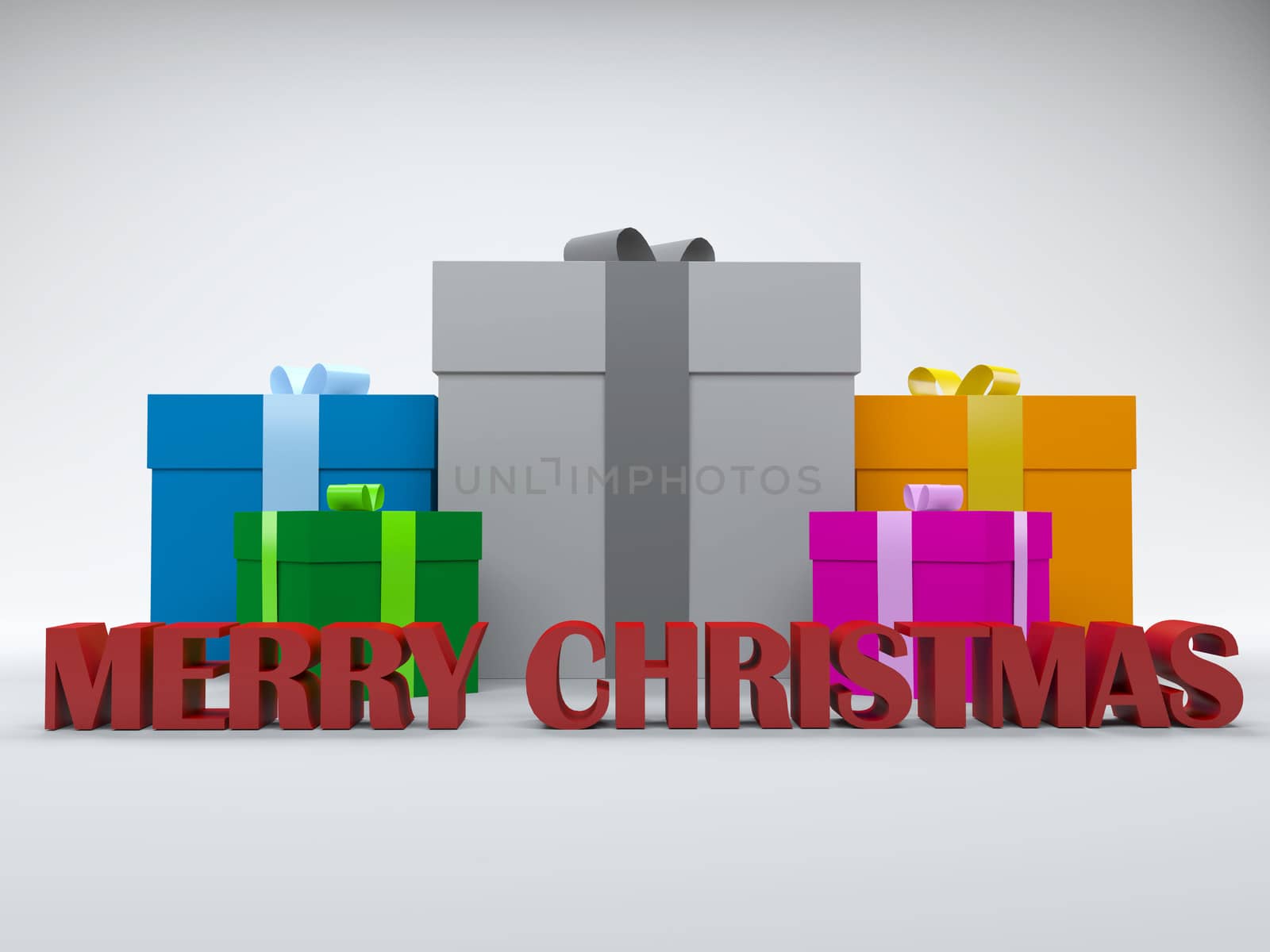 gift box in 3d with merry christmas text