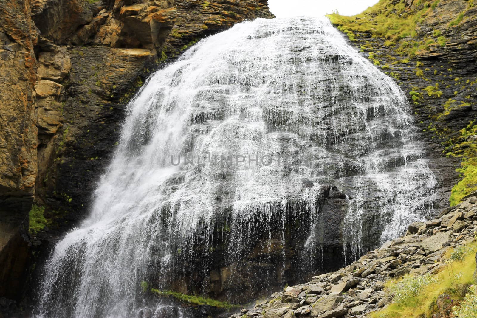Waterfall Girlish Braids between the mountains of Northern Caucas