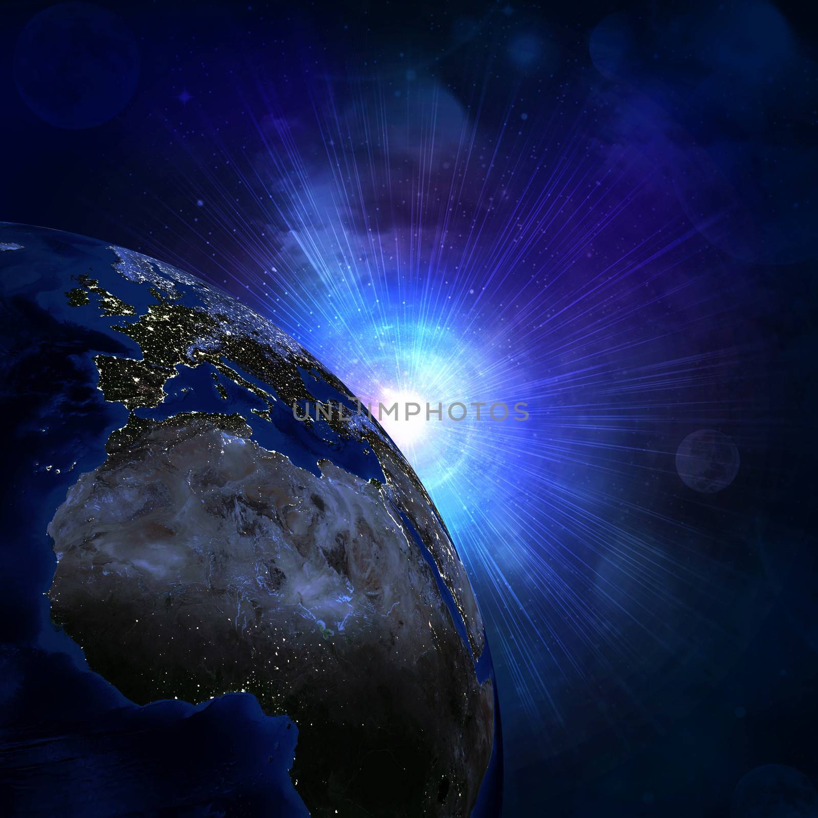 Night surface of the planet earth. Elements of this image are furnished by NASA