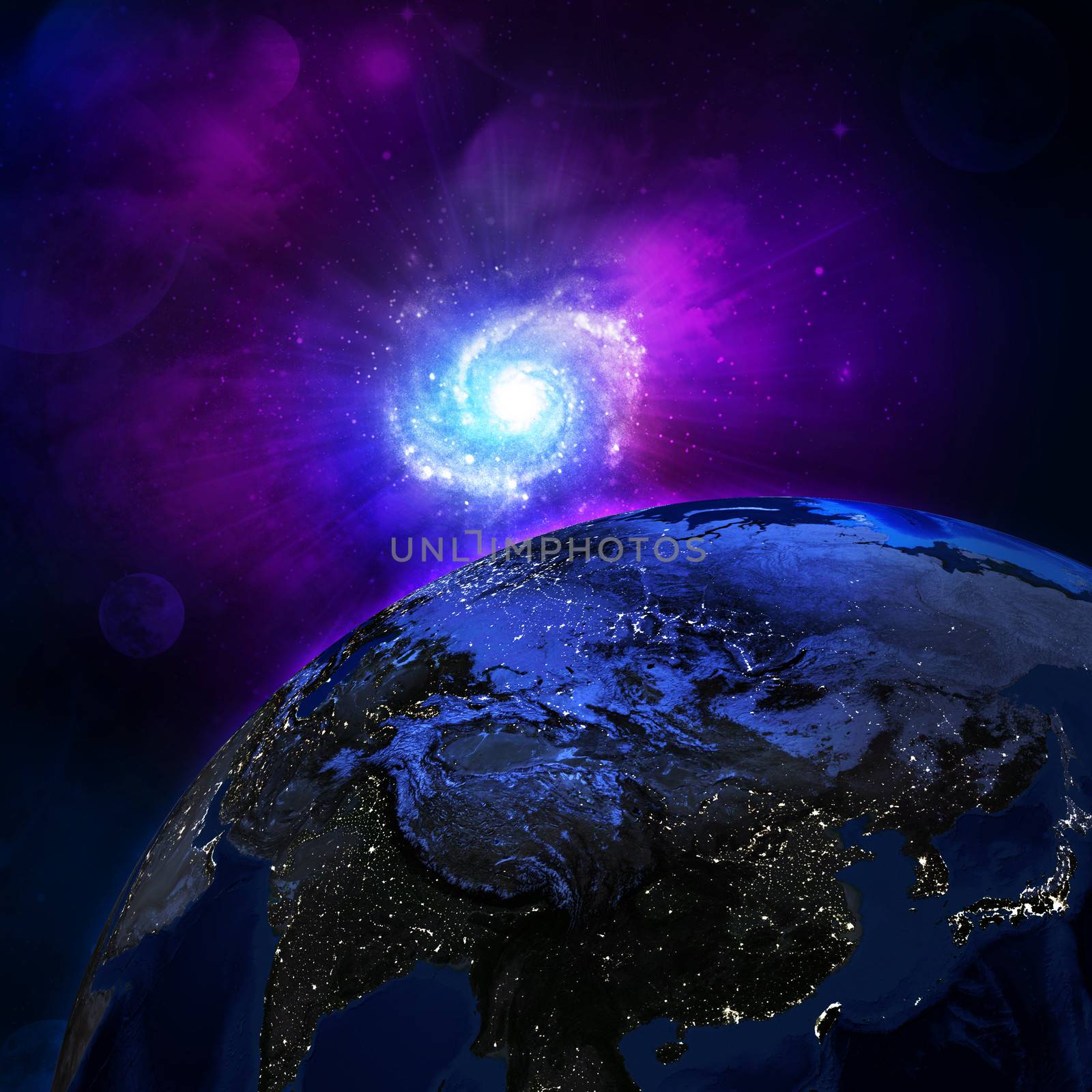 Night surface of the planet earth. Elements of this image are furnished by NASA