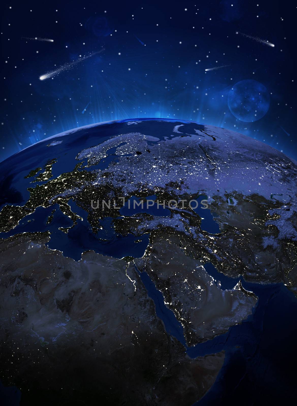 Night surface of the planet earth. Elements of this image are furnished by NASA