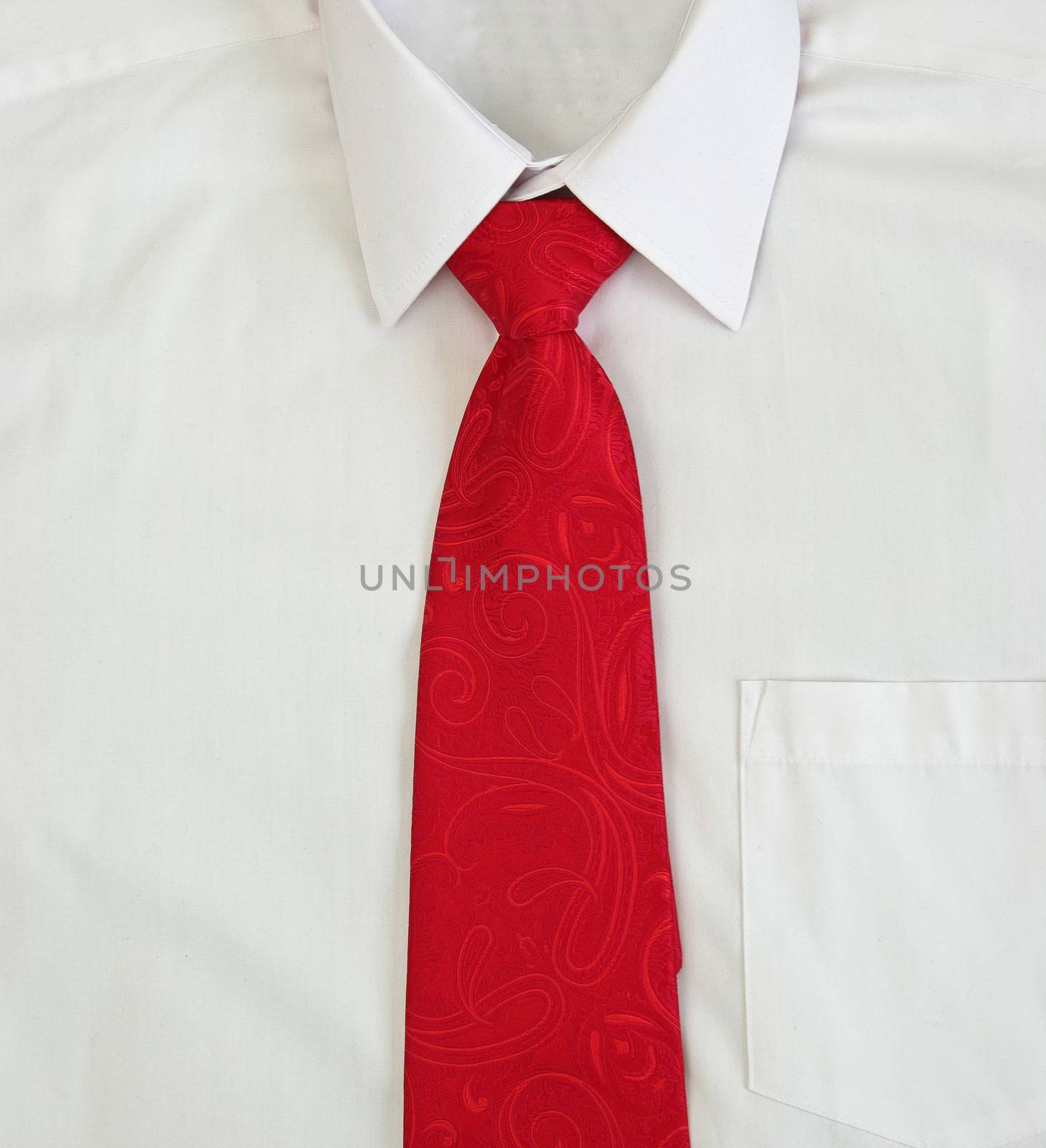 White shirt with red tie for businessman