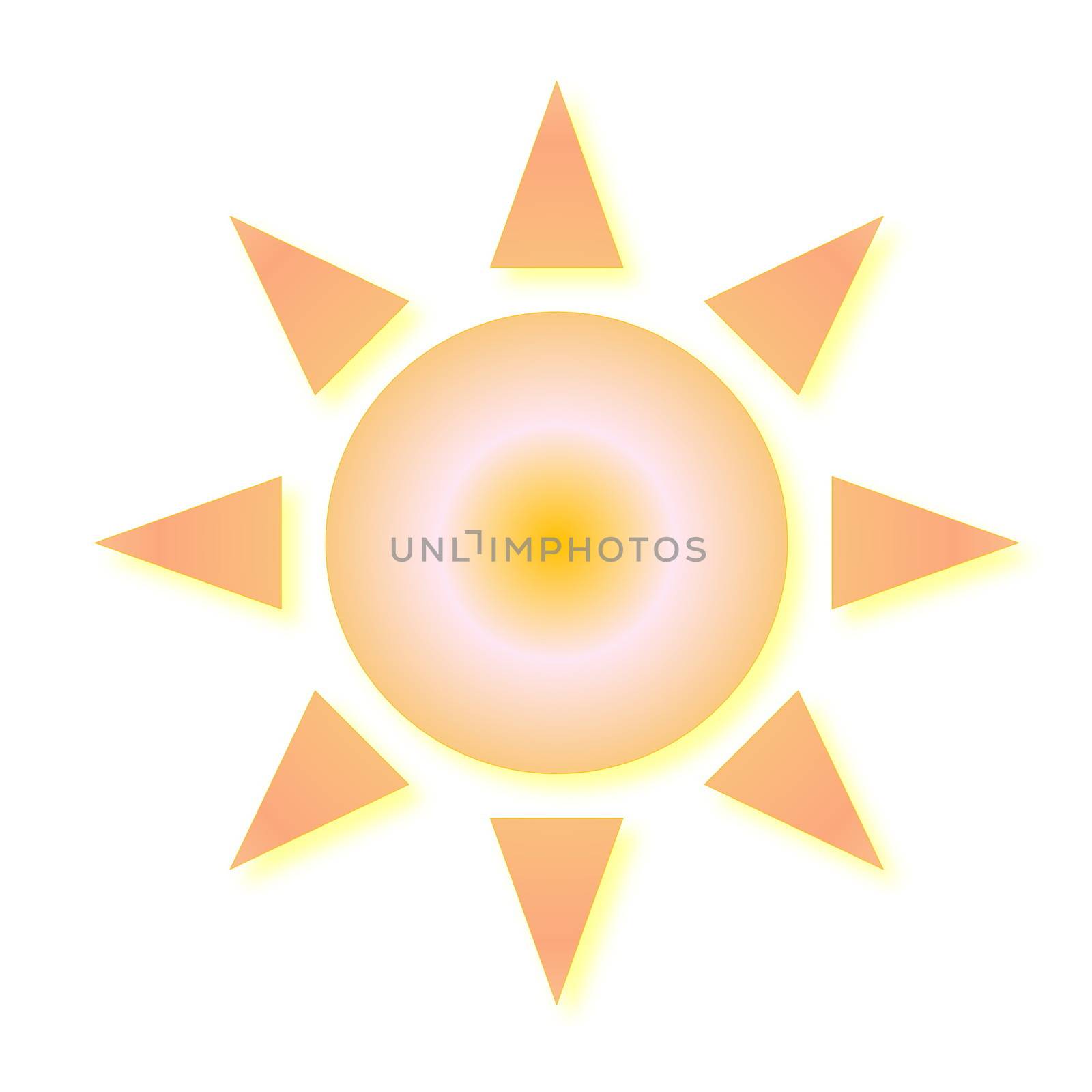 Yellow sun as weather icon in white background