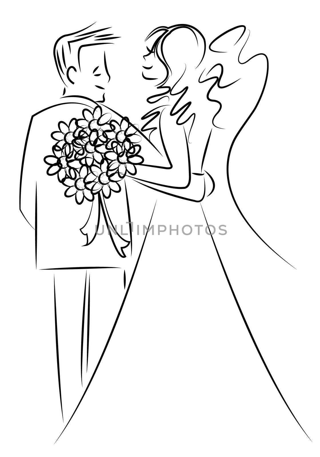 just married couple dancing, cartoon vector by Dr.G