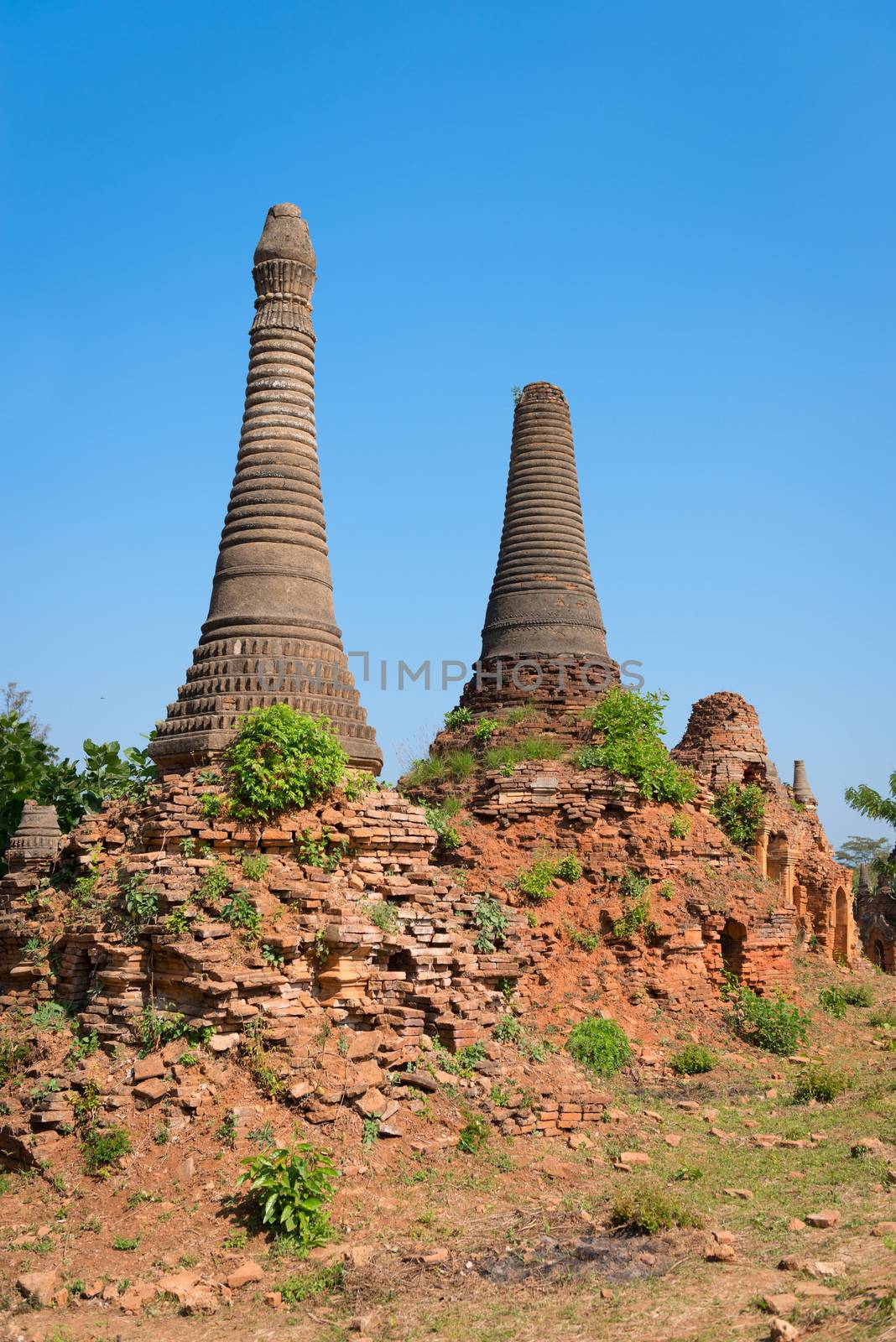 Ruins of ancient Burmese Buddhist pagodas  by iryna_rasko