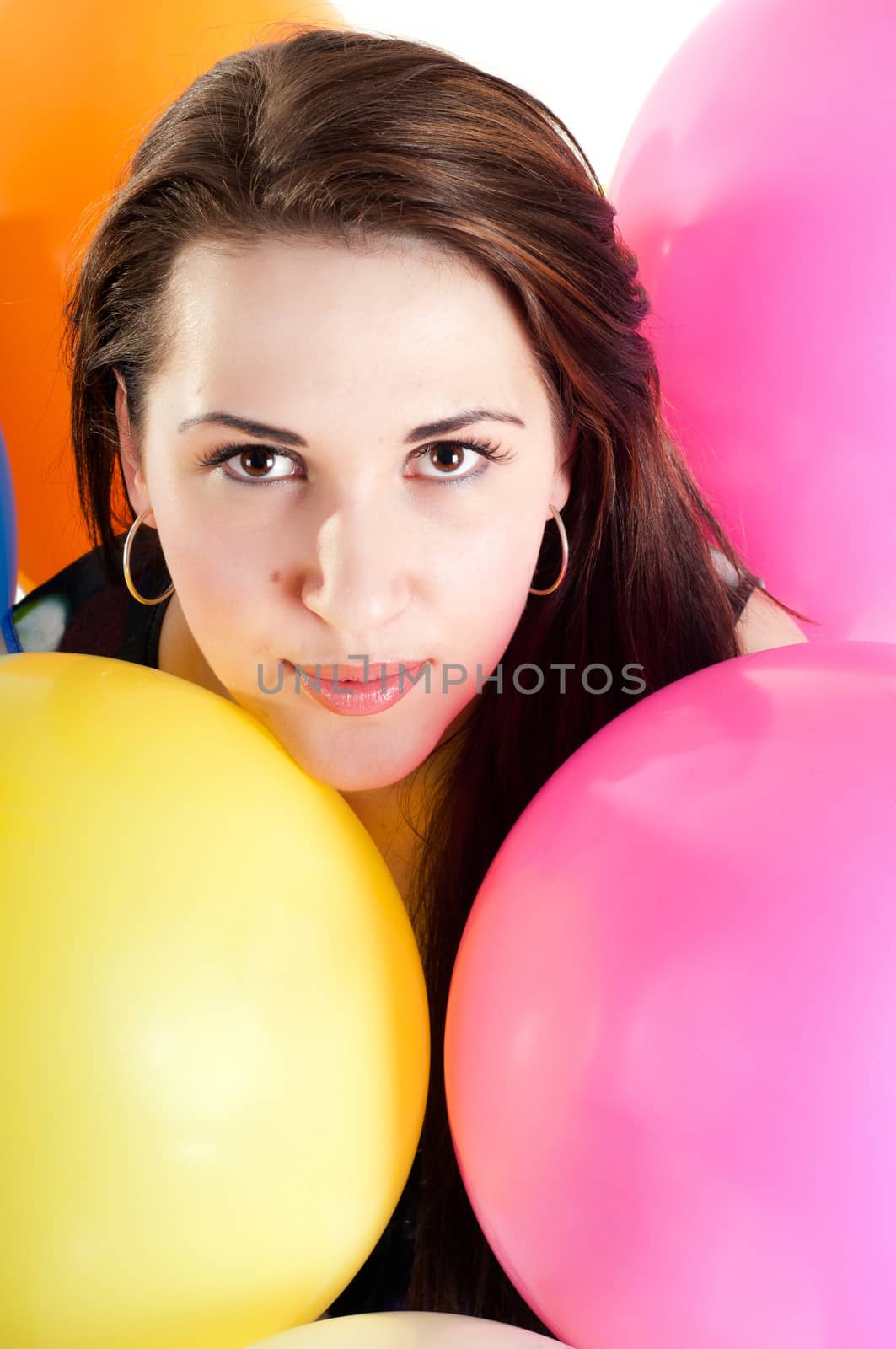 Beautiful female with multicolored air balloons by anytka
