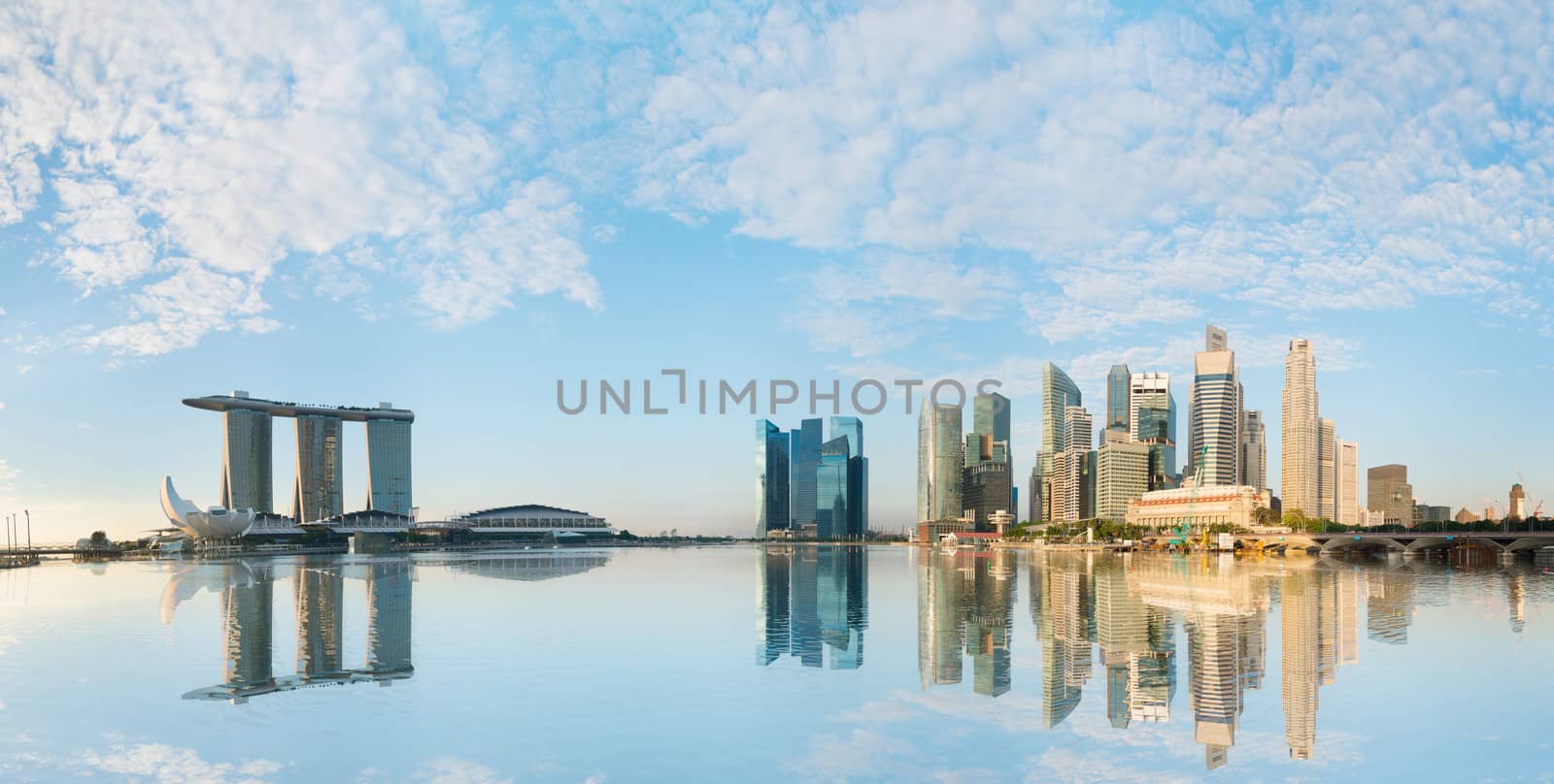Modern city skyline under blue sky by iryna_rasko