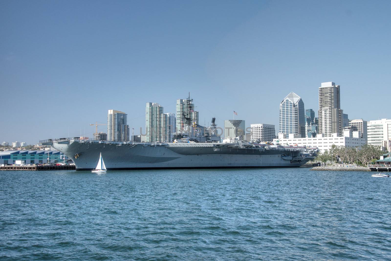 Historic aircraft carrier USS Midway in San Diego Bay, California
