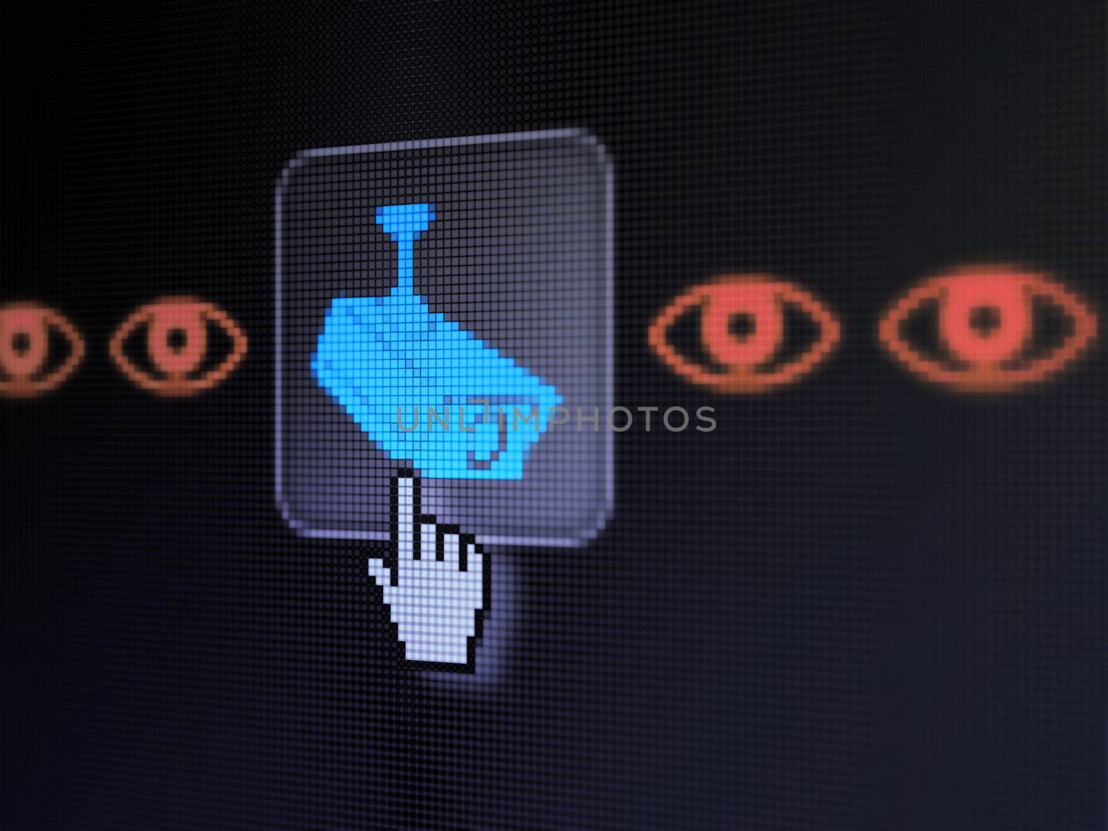 Protection concept: Camera And Eye on digital computer screen by maxkabakov