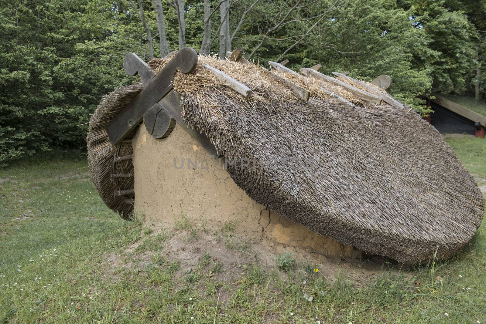 Viking house in a danish viking village museum.