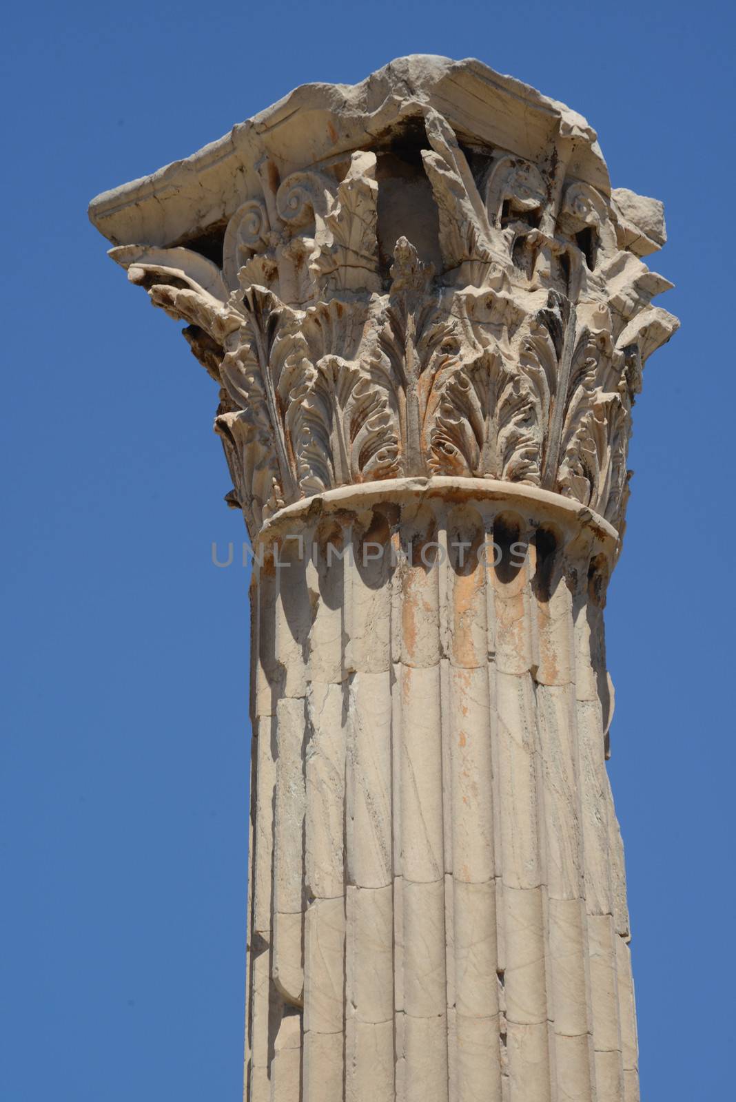 a historical column in Athens, Greece