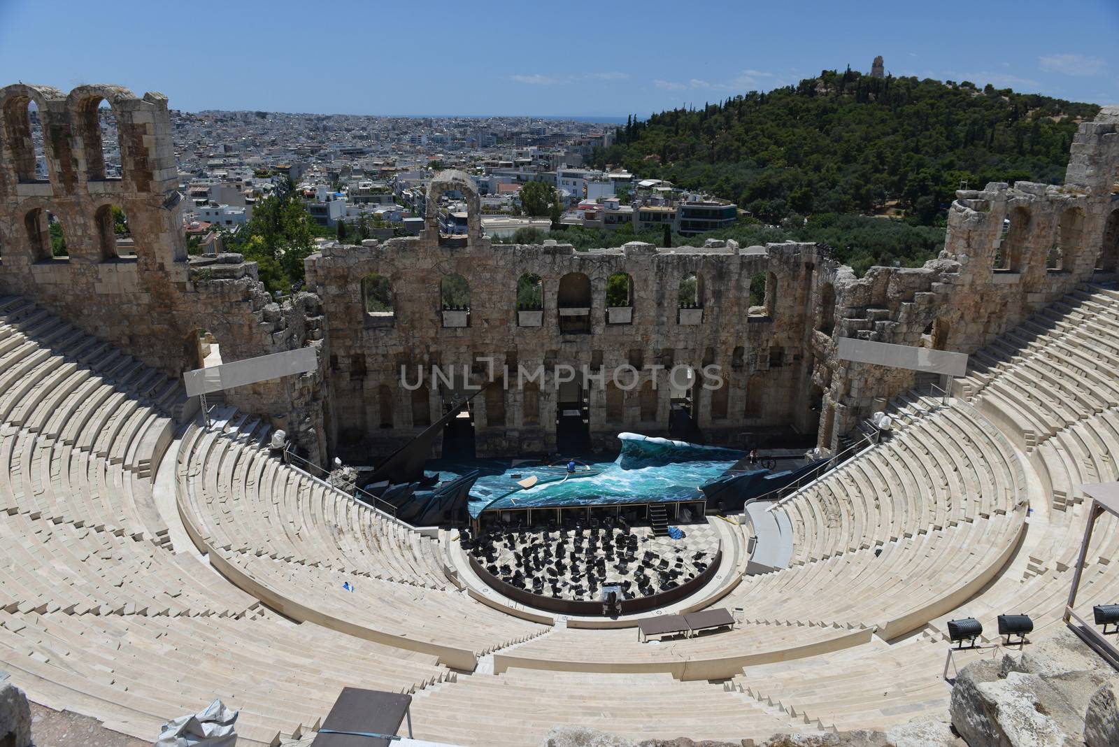 An ancient theater in Acropolis in Athens, Greece.