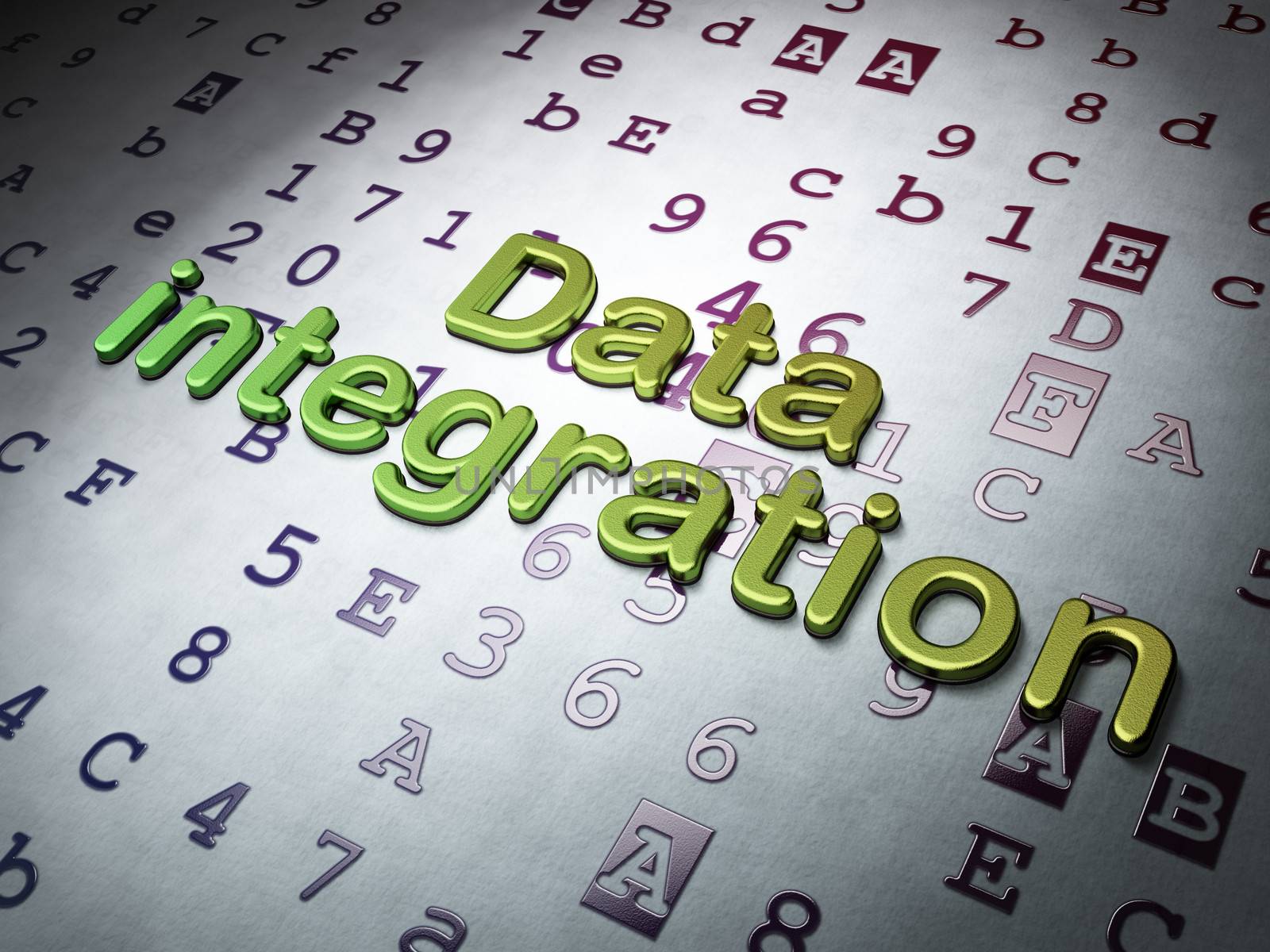 Data concept:  Data Integration on Hexadecimal Code background, 3d render