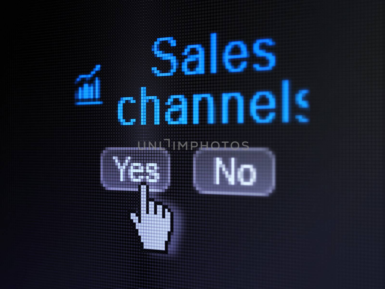 Advertising concept: Growth Graph icon and Sales Channels on digital computer screen by maxkabakov