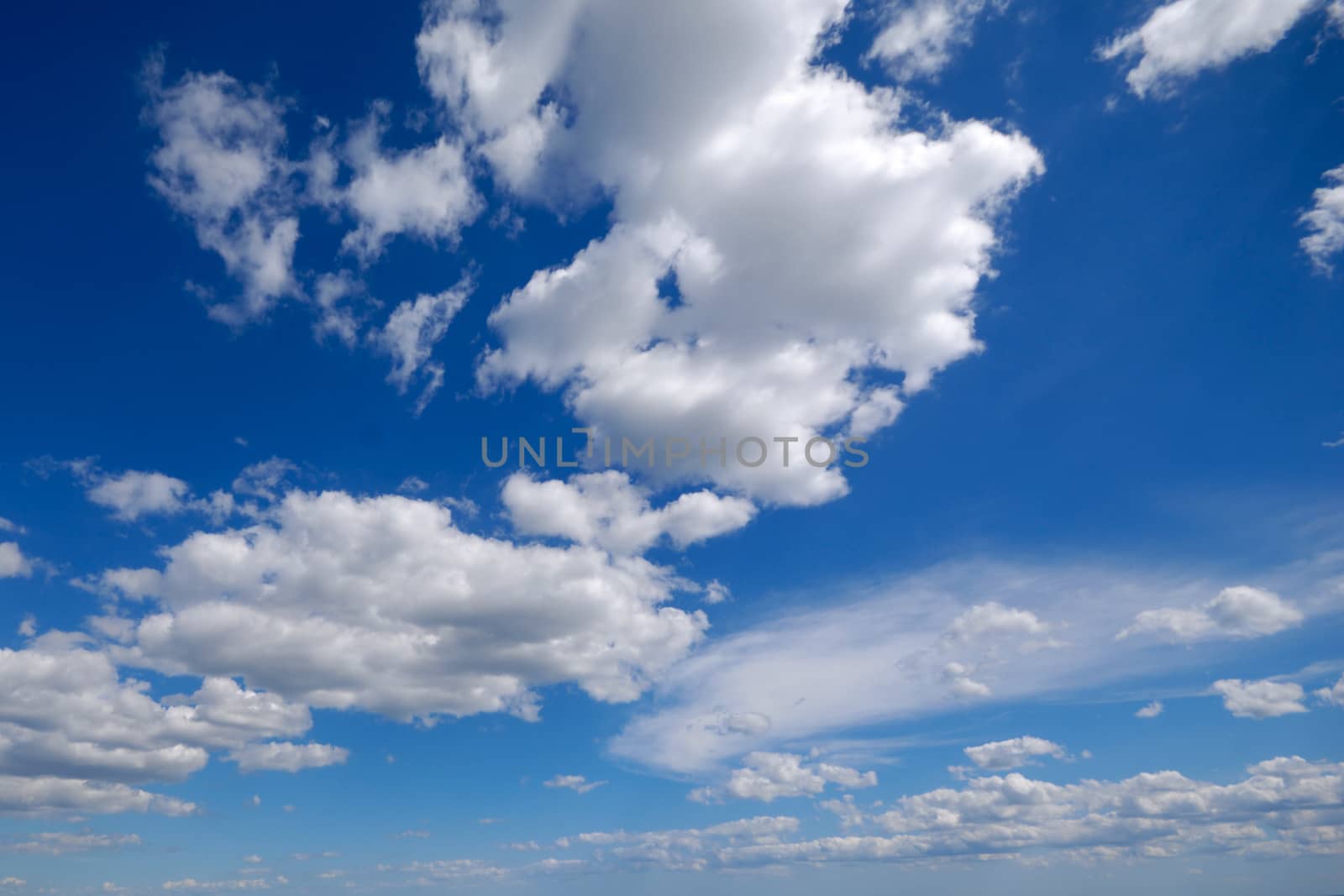 Blue sky and white cumulus clouds