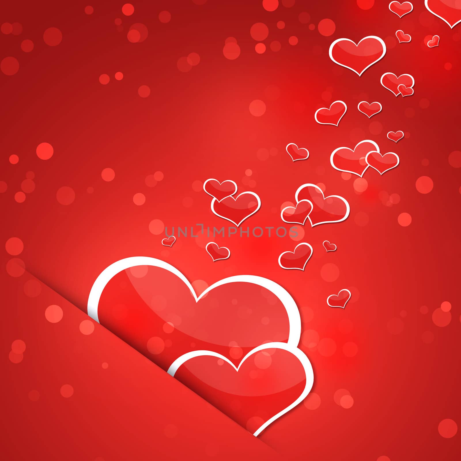Two red hearts. Abstract background by cherezoff