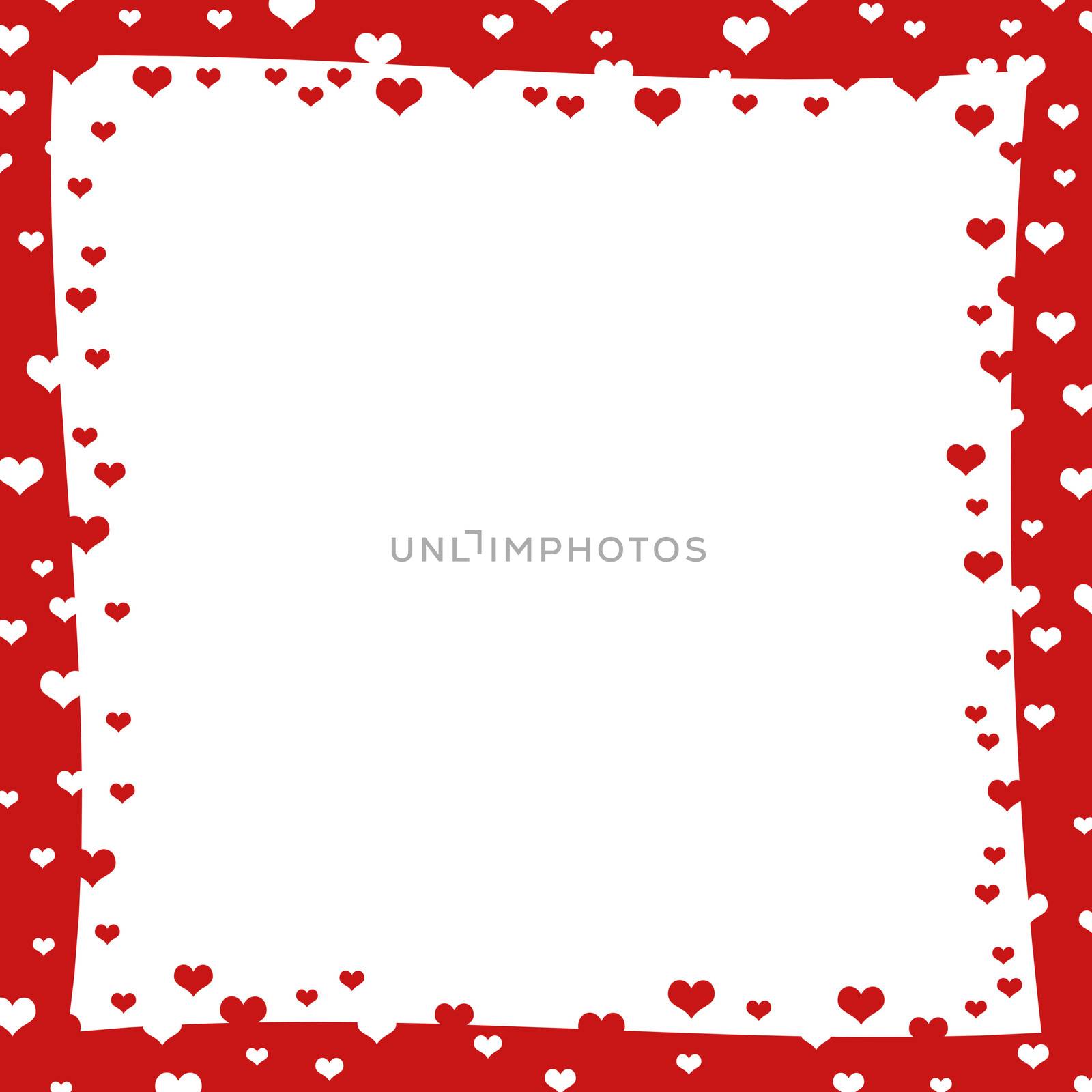 Abstract frame with red hearts by cherezoff