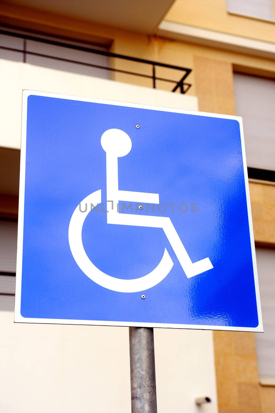 Parking space for disabled before a new building