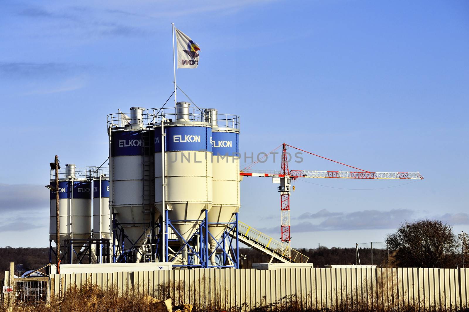 concrete silos on a large construction site