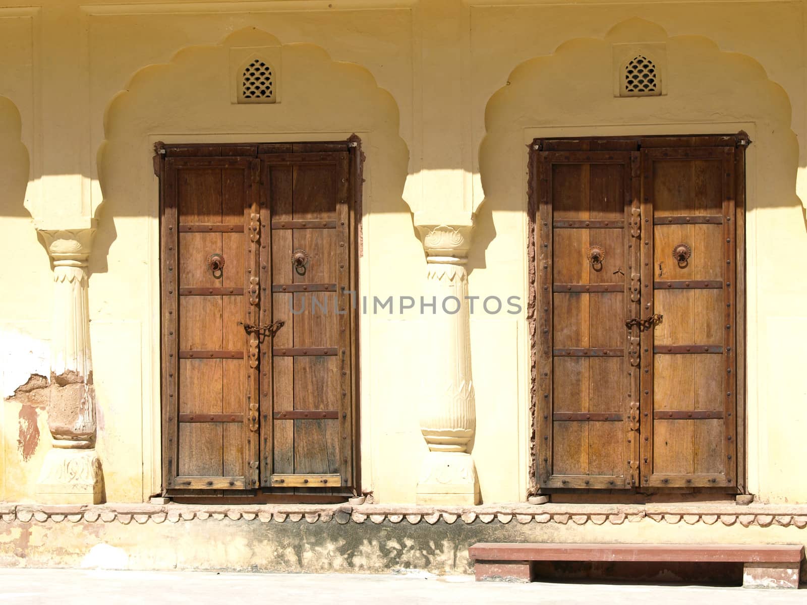 old wooden doors in Amber fort ,Jaipur India      