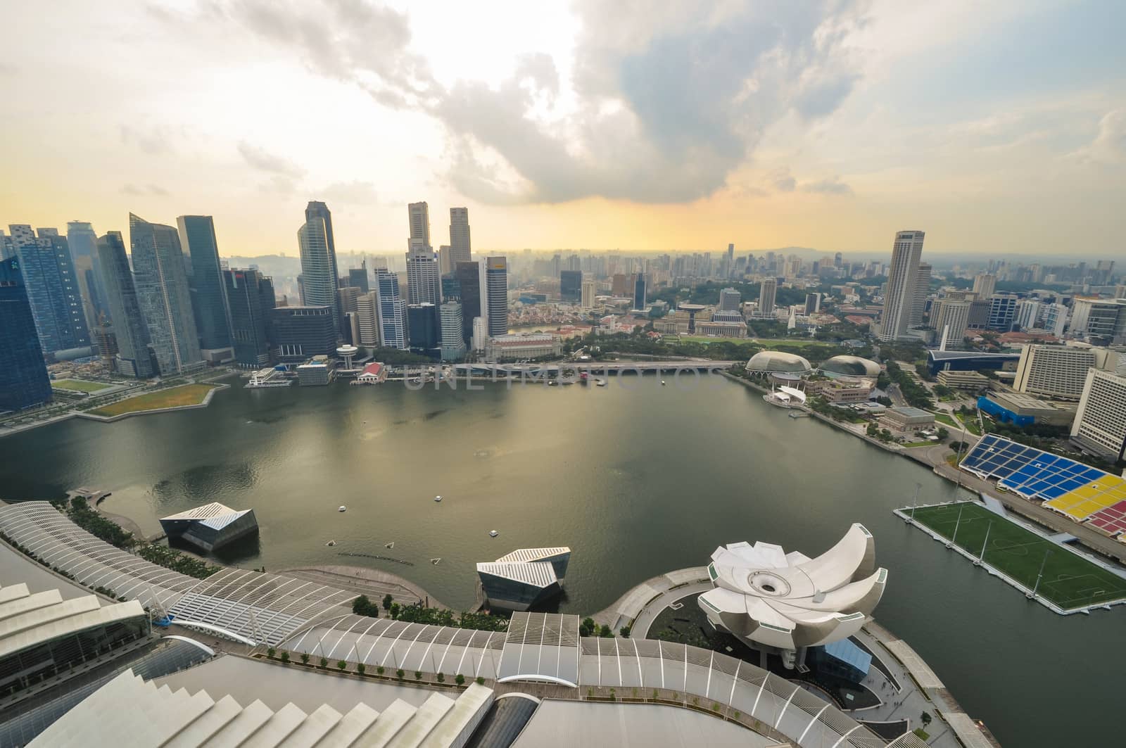 Singapore city skyline Marina Sands Bay on top