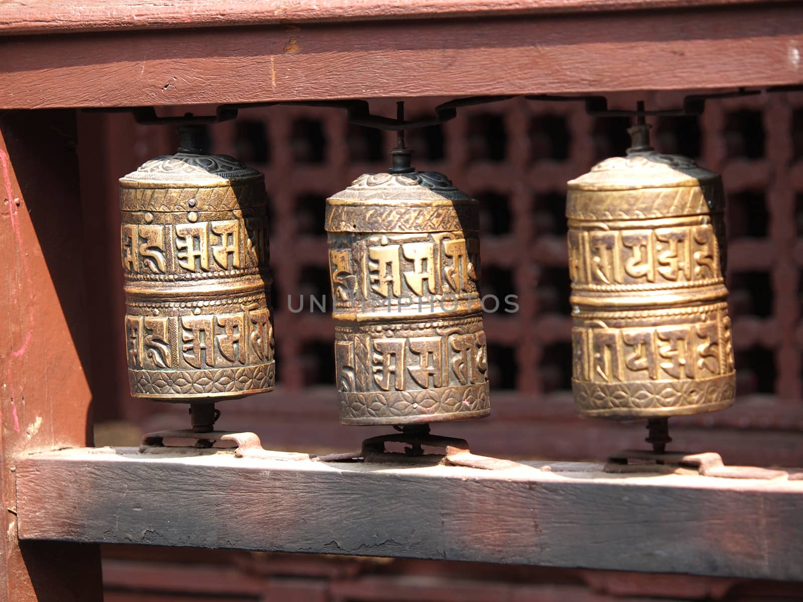 Buddhist prayer wheels, pathan,golden temple Nepal     