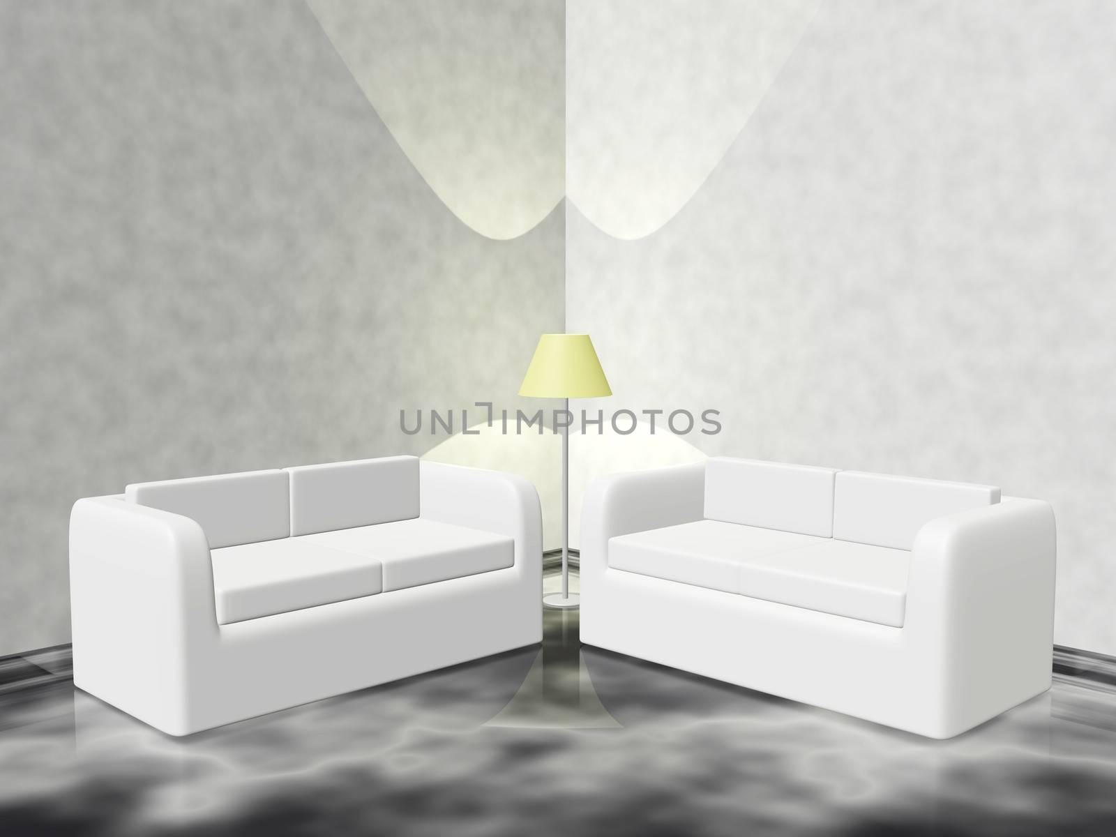 Lounge Corner with Couch Sofas and Lamp by RichieThakur