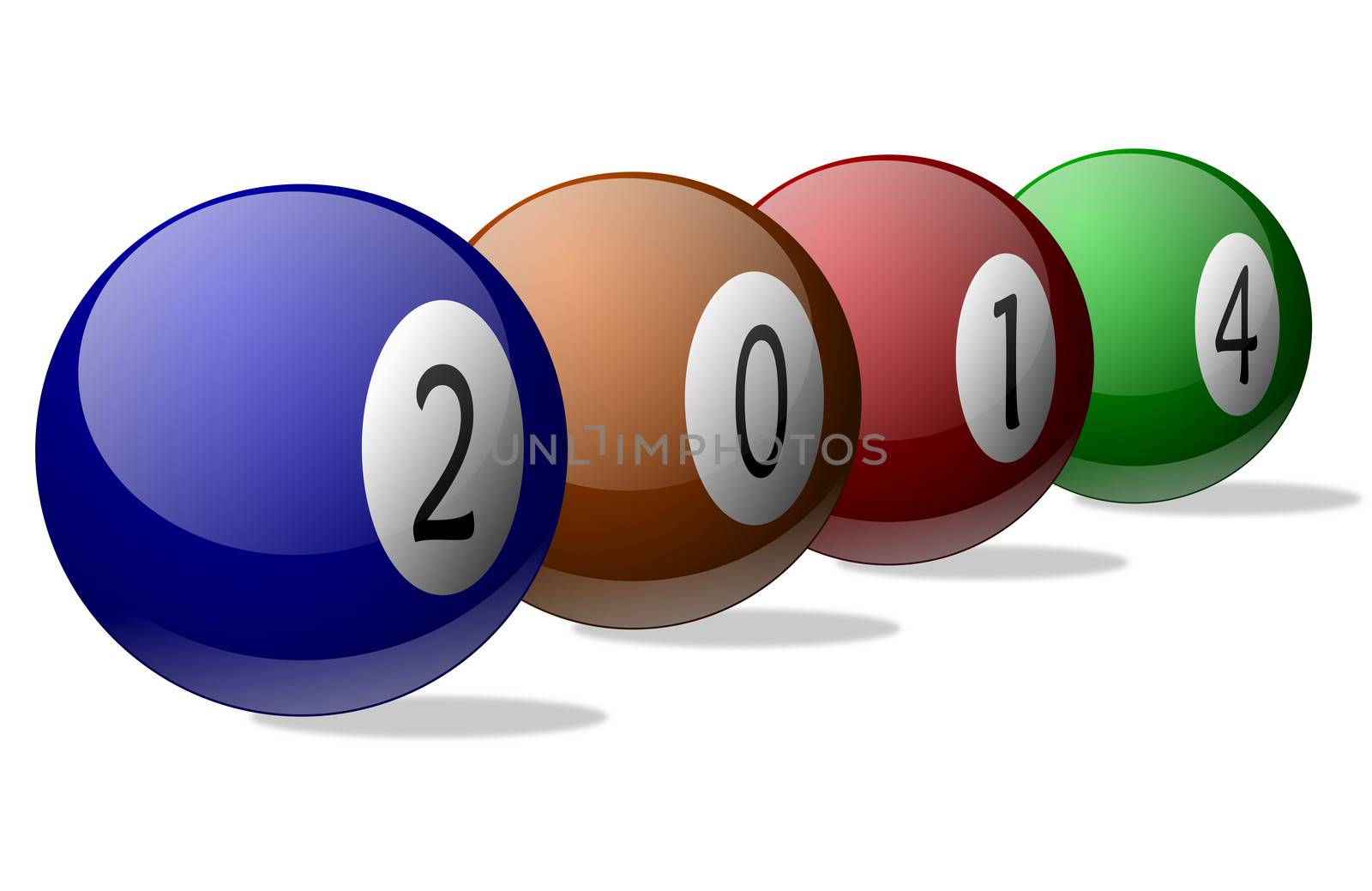 New year 2014 on colored pool balls 


