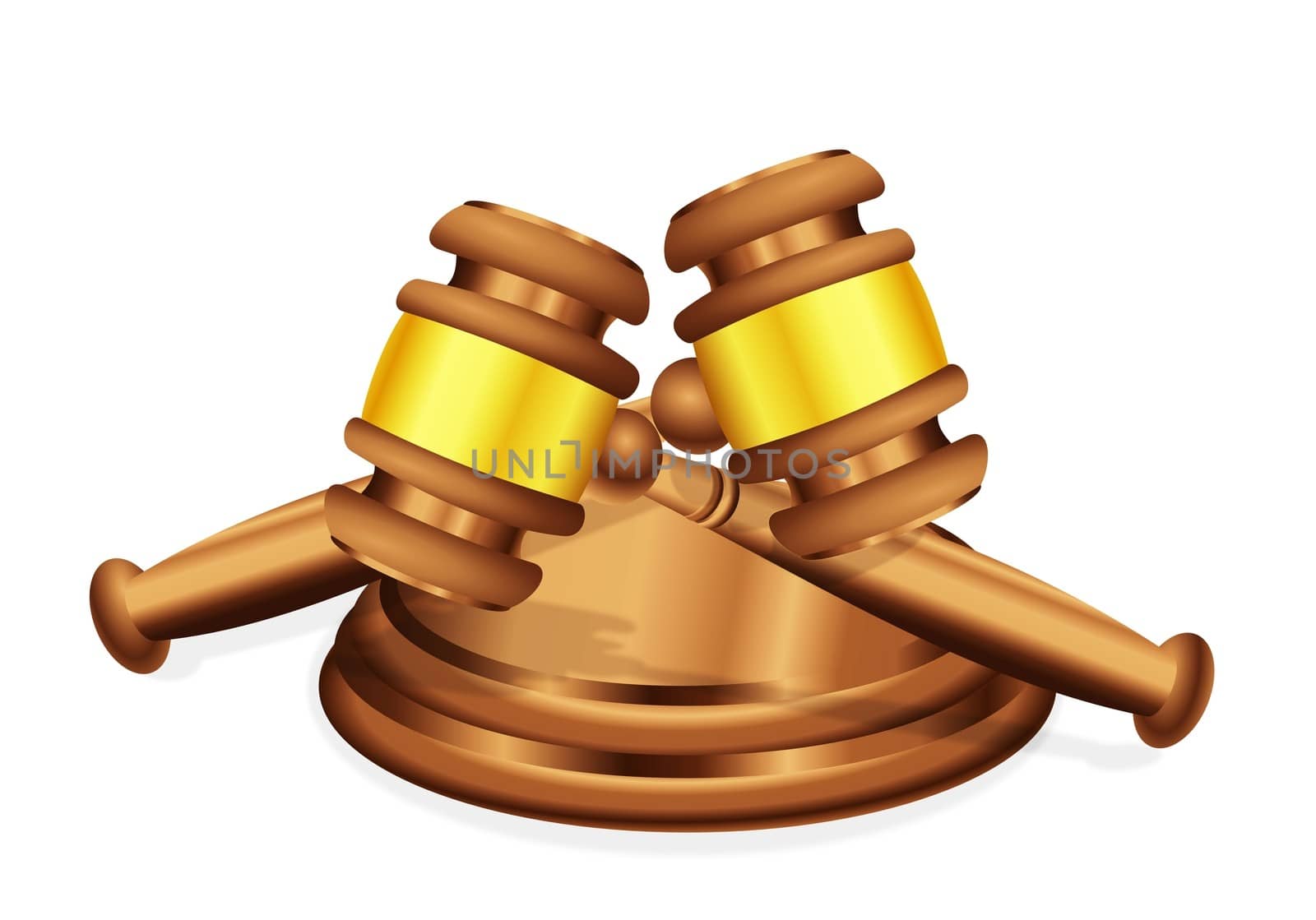 Two judge's gavel mallet lying crossed over each other, to signify either conflict or common decision
