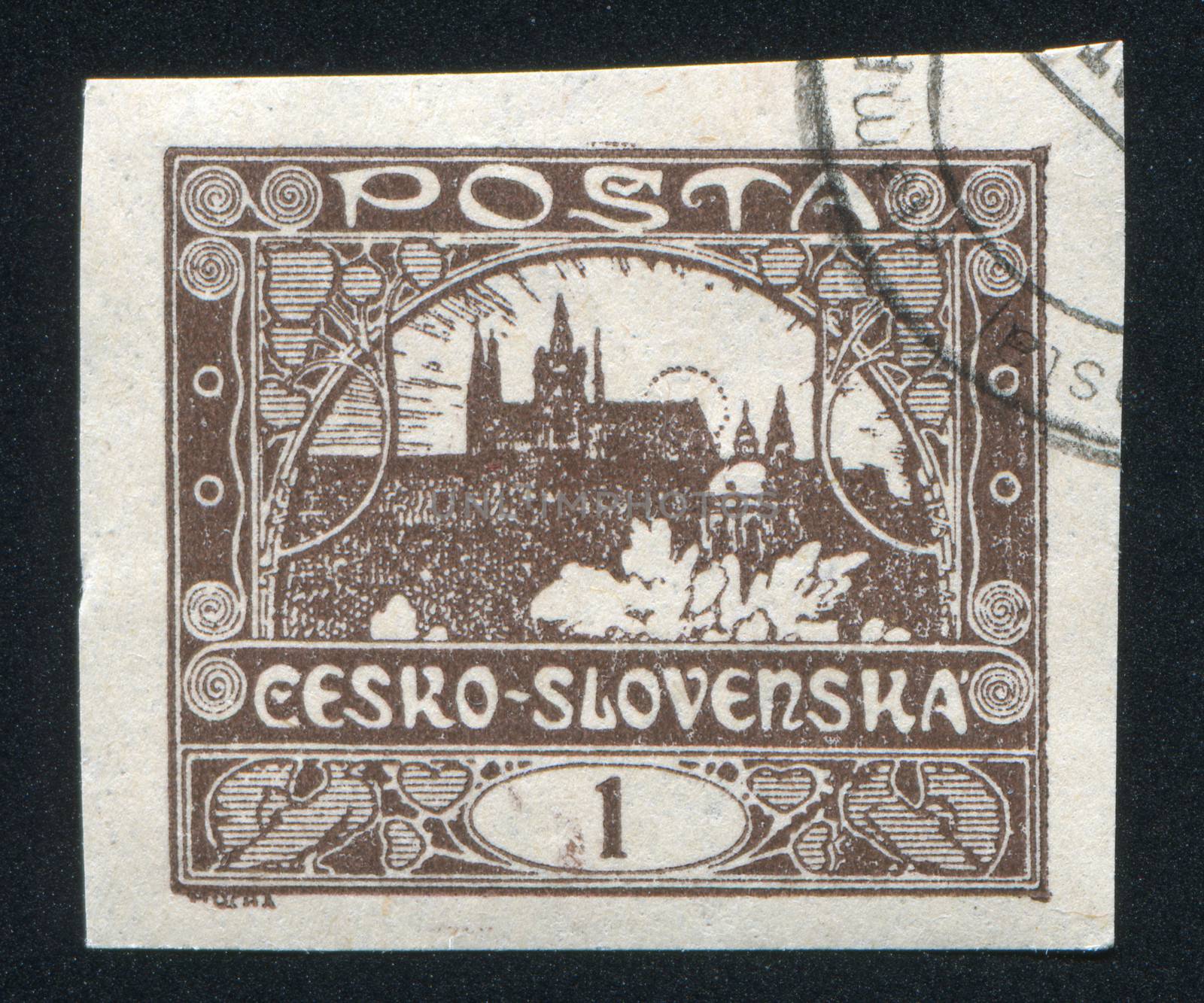 CZECHOSLOVAKIA - CIRCA 1918: stamp printed by Czechoslovakia, shows Hradcany at Prague, circa 1918