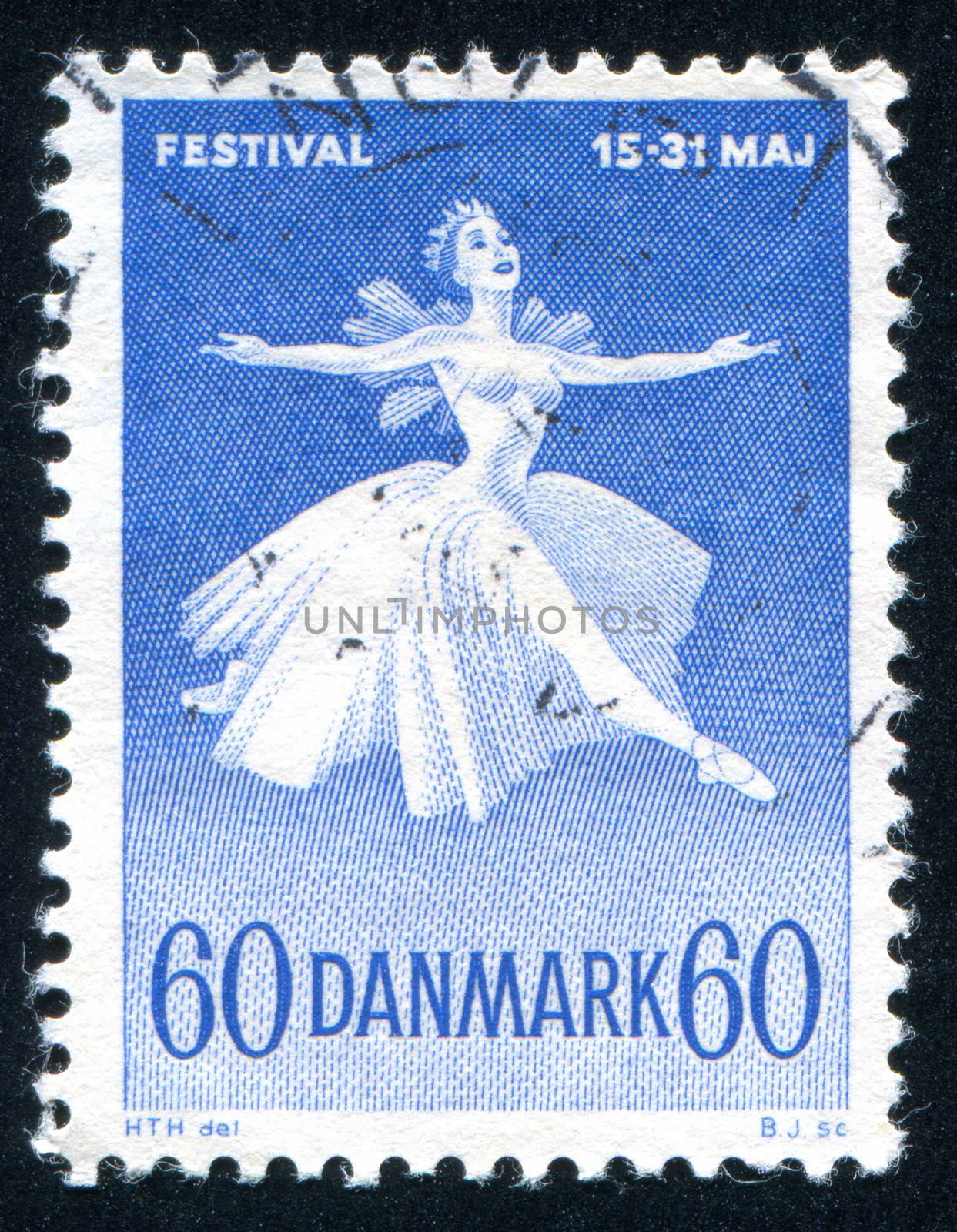 DENMARK - CIRCA 1959: stamp printed by Denmark, shows Ballet Dancer, circa 1959