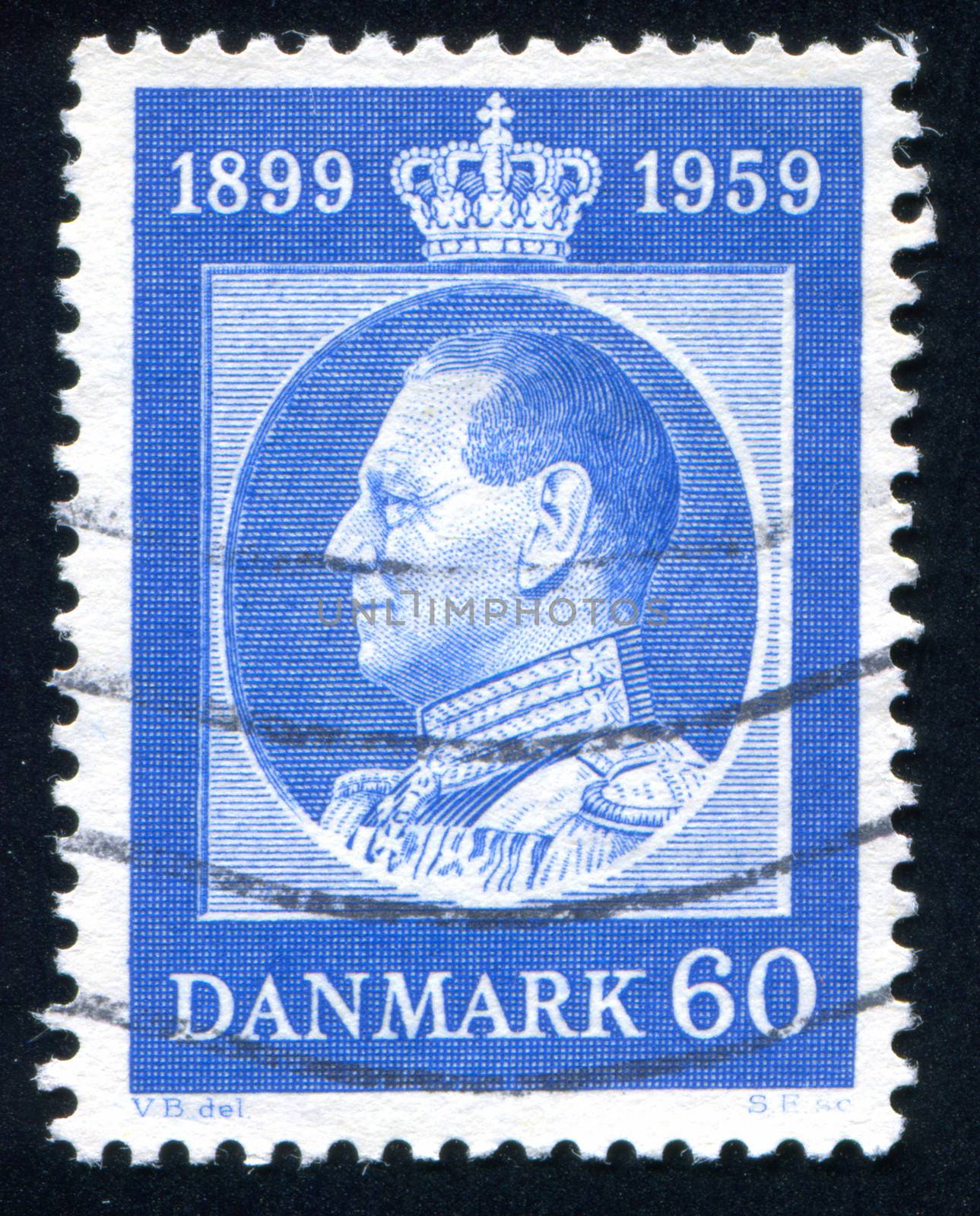 DENMARK - CIRCA 1959: stamp printed by Denmark, shows Frederik IX, circa 1959