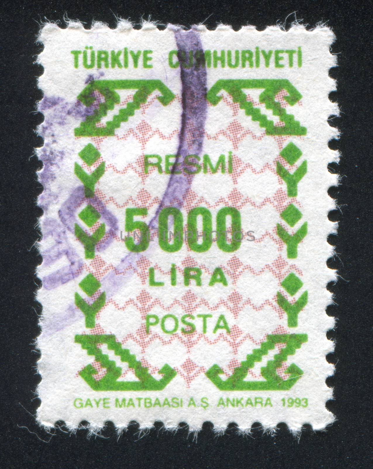 TURKEY - CIRCA 1993: stamp printed by Turkey, shows turkish pattern, circa 1993.