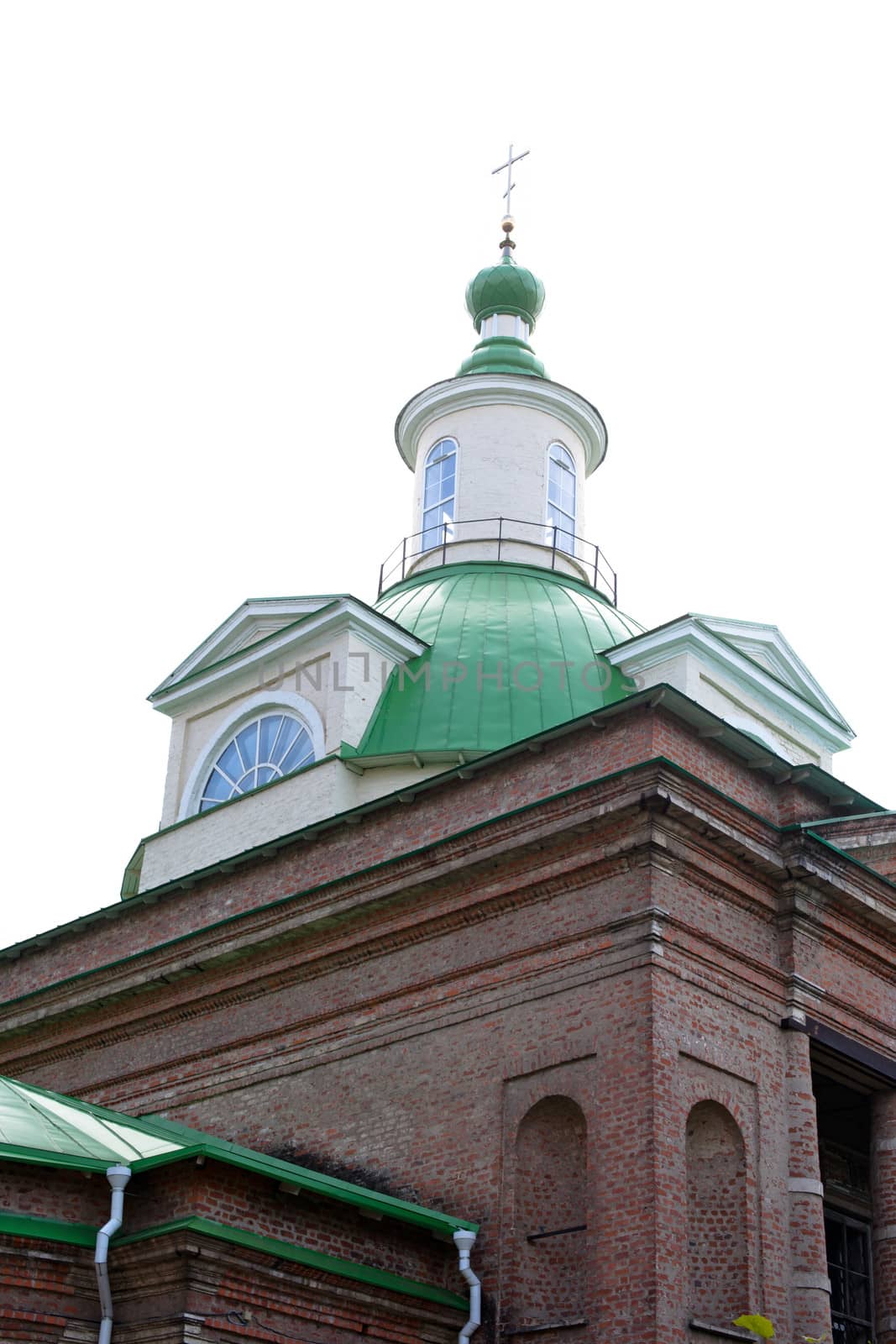 White and green orthodox church in Tula
