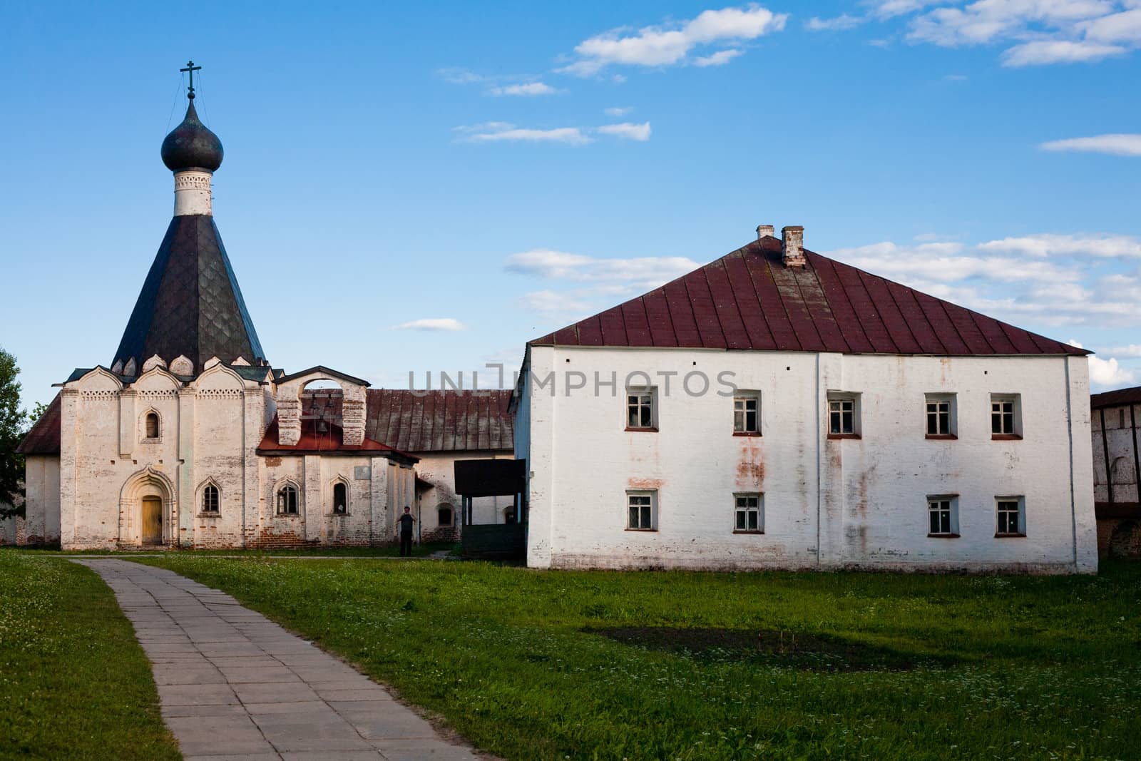 An old white church in Kirillov abbey
