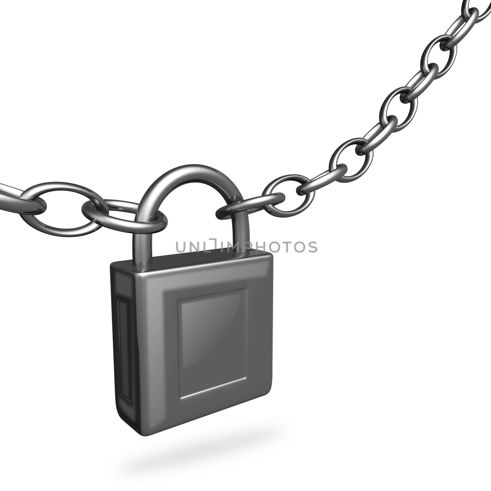 Security concept illustrated with a steel lock and chain
