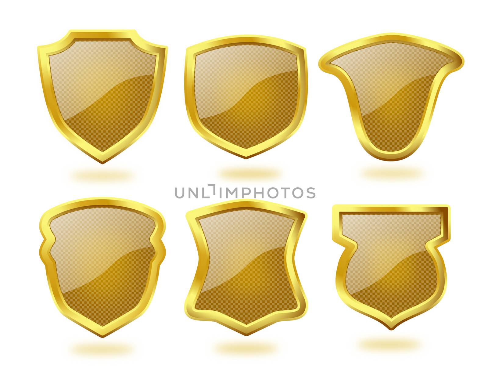 Shiny Golden Shields with Brown Check Pattern by RichieThakur