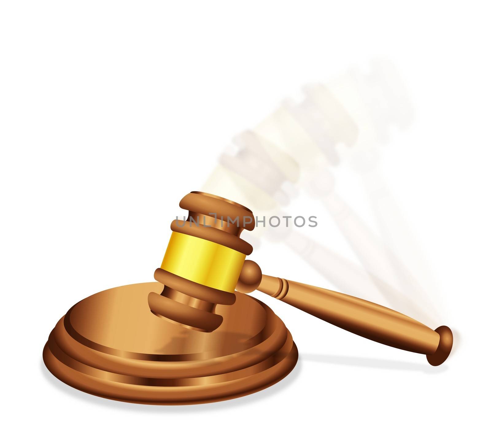 Final judgment or decision illustrated with a judges gavel mallet, with motion blur 
