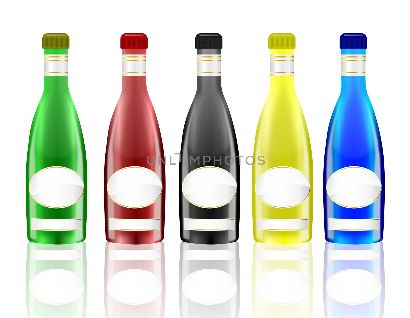 Shiny Glass Bottles with Blank Labels by RichieThakur