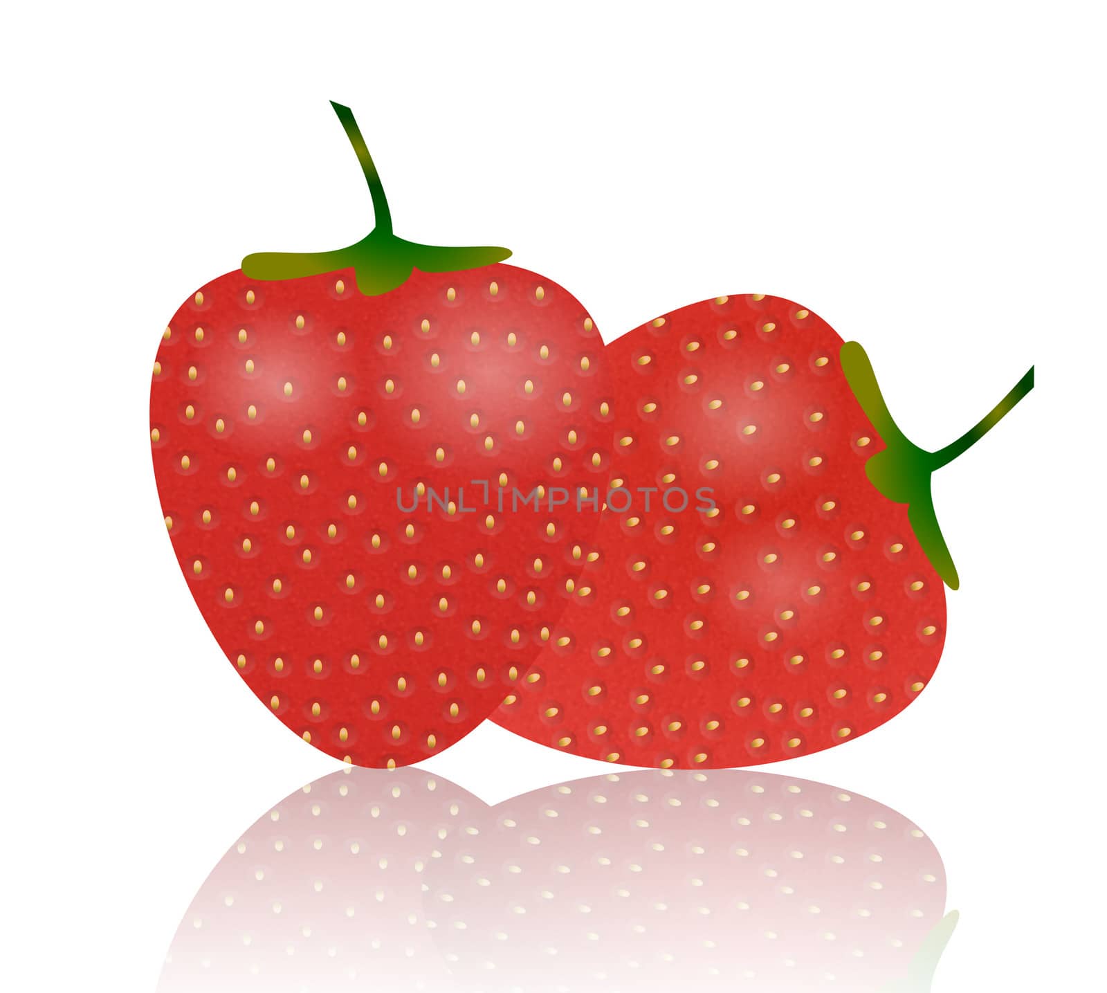 Illustration of two strawberries isolated on white
