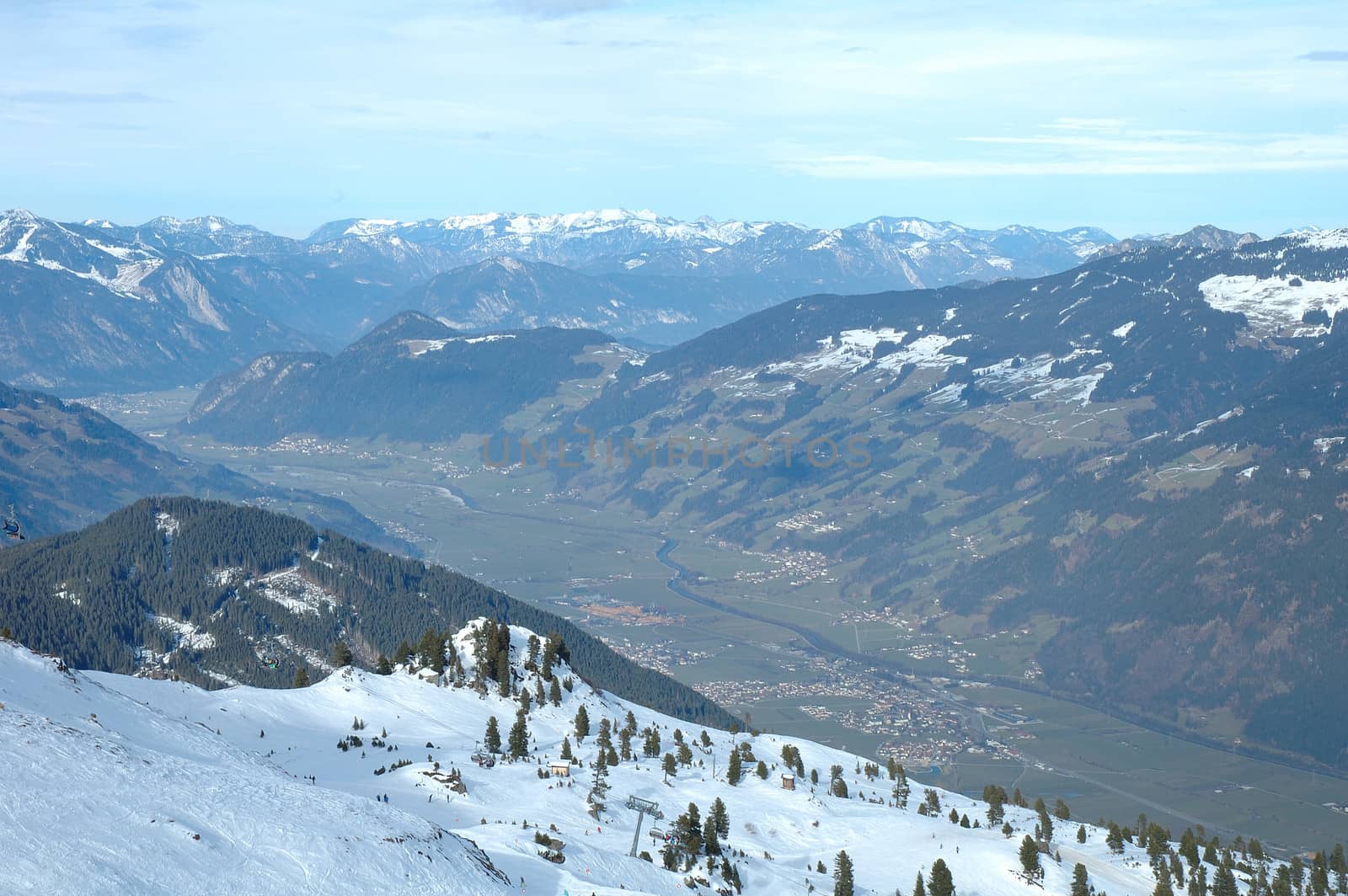 Valley in Alps in winter by janhetman