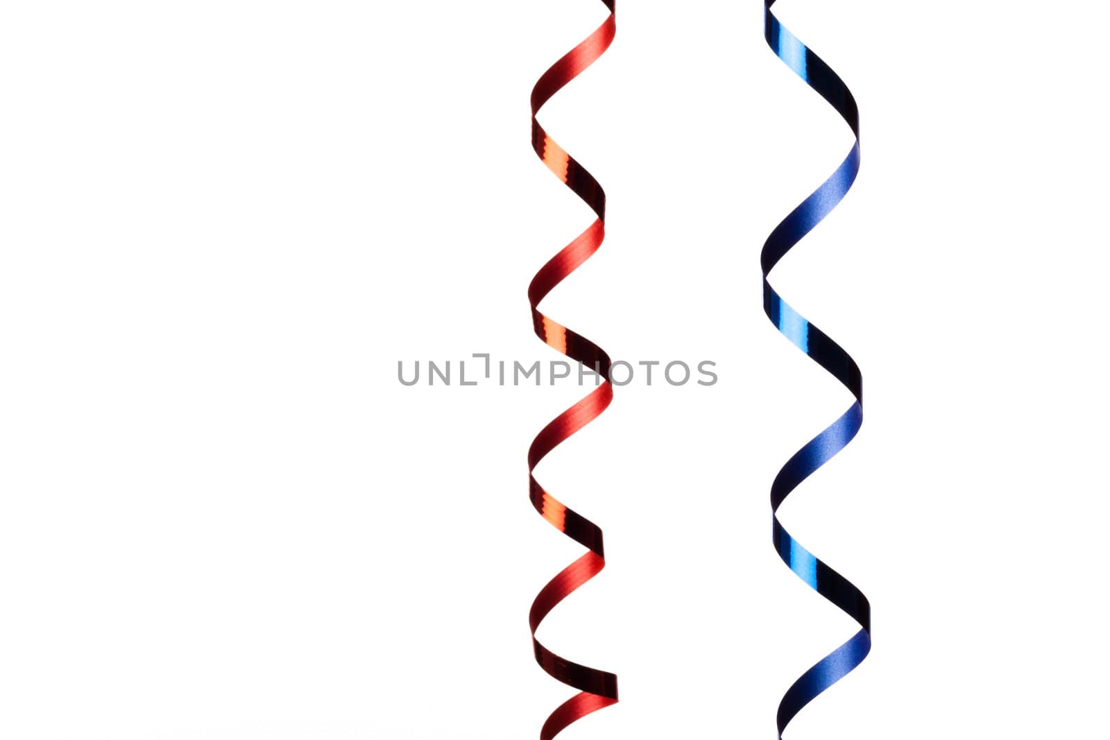 Colorful, curly  streamers isolated on white background