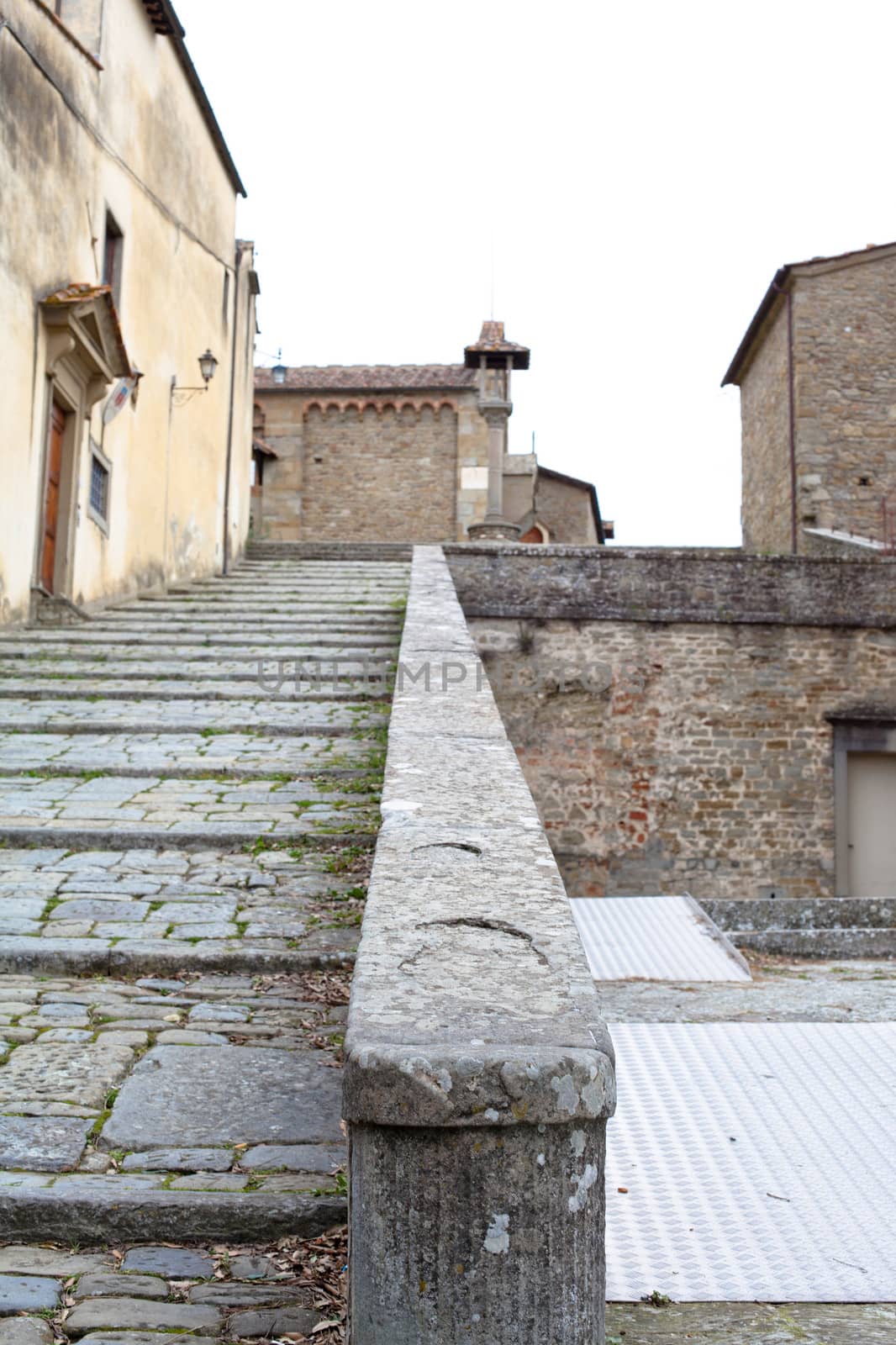 An old big medieval stairs in Fiesole 

