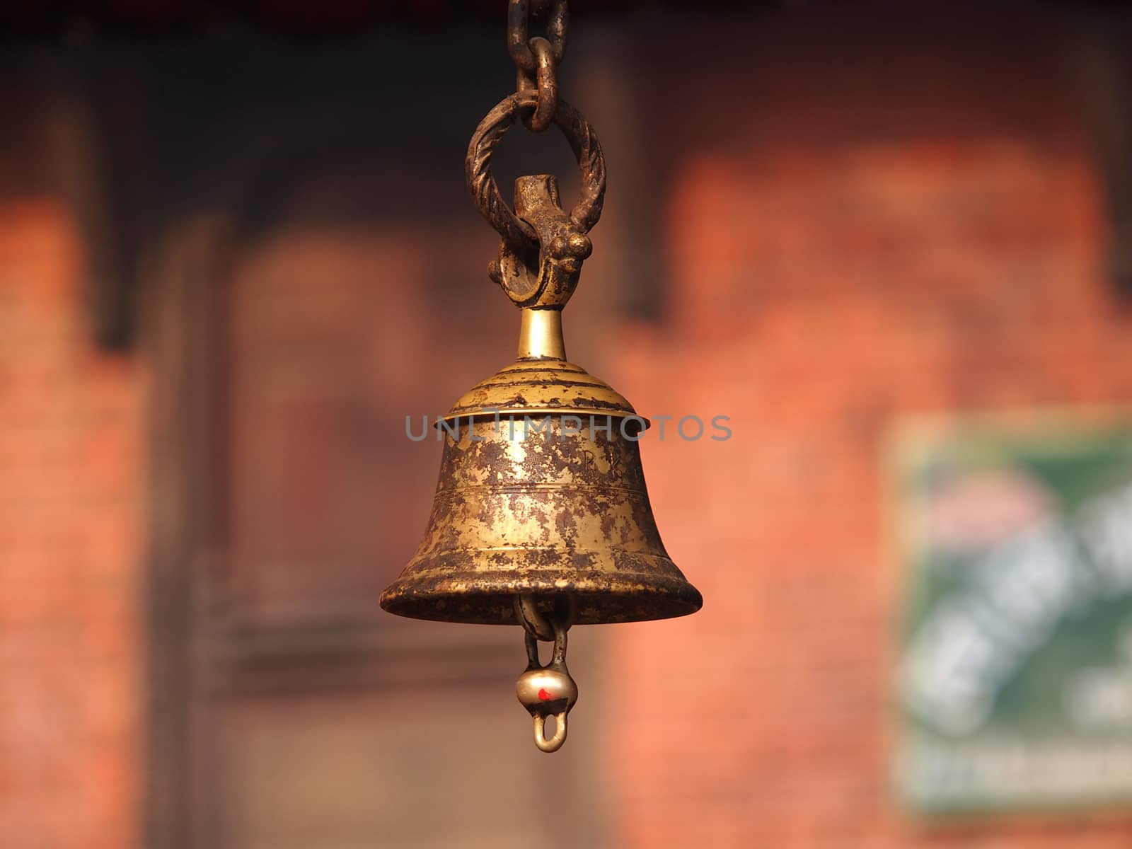 bronze bell in temple in Nepal     