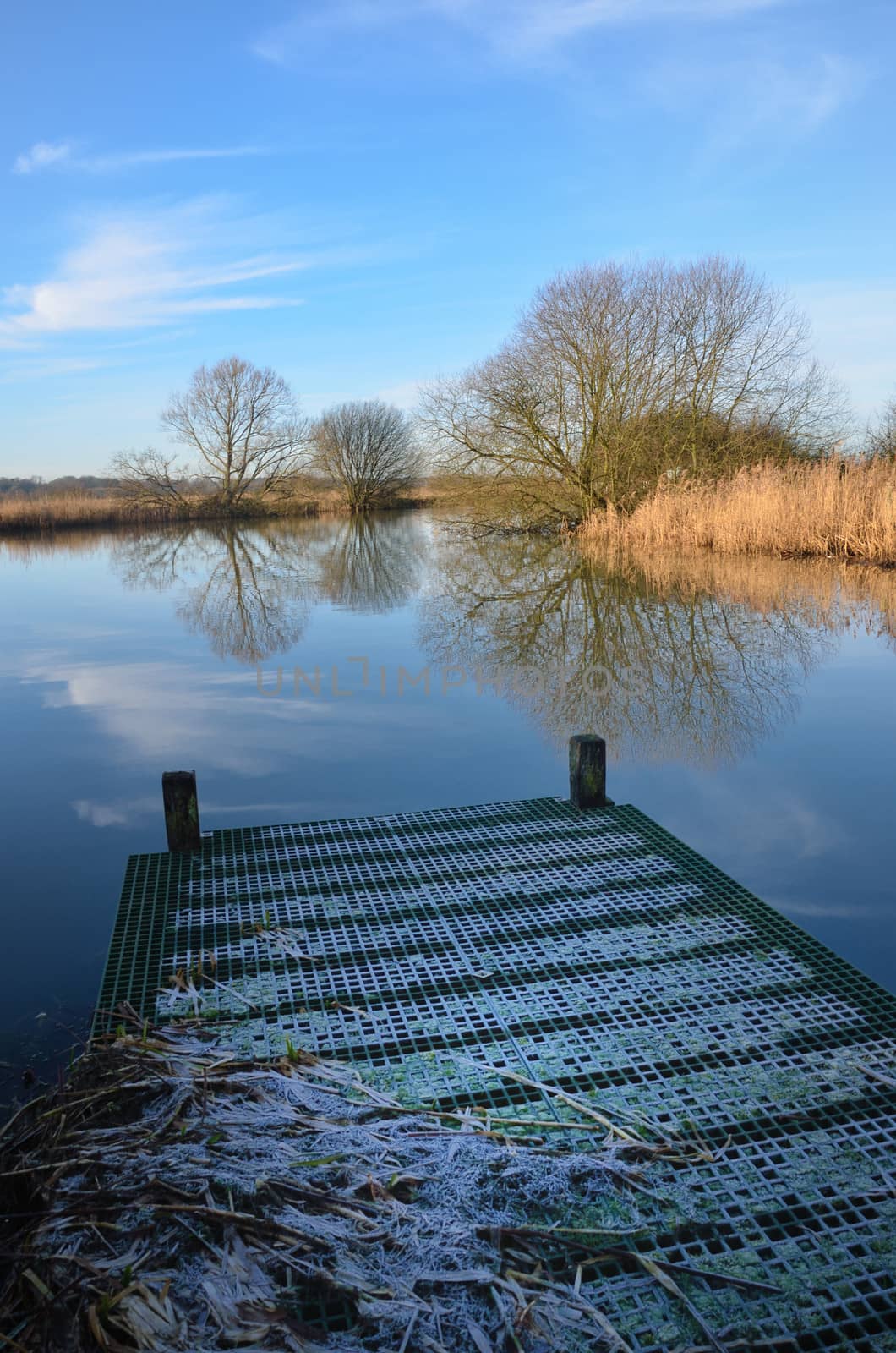 Fishing platform on river