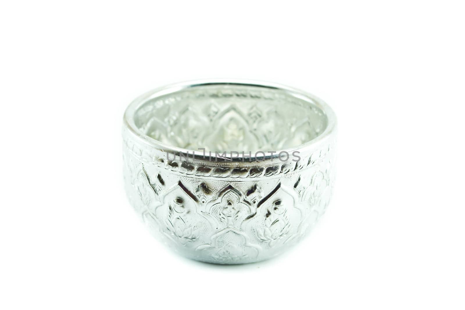 Aluminum bowl isolated isolated on white