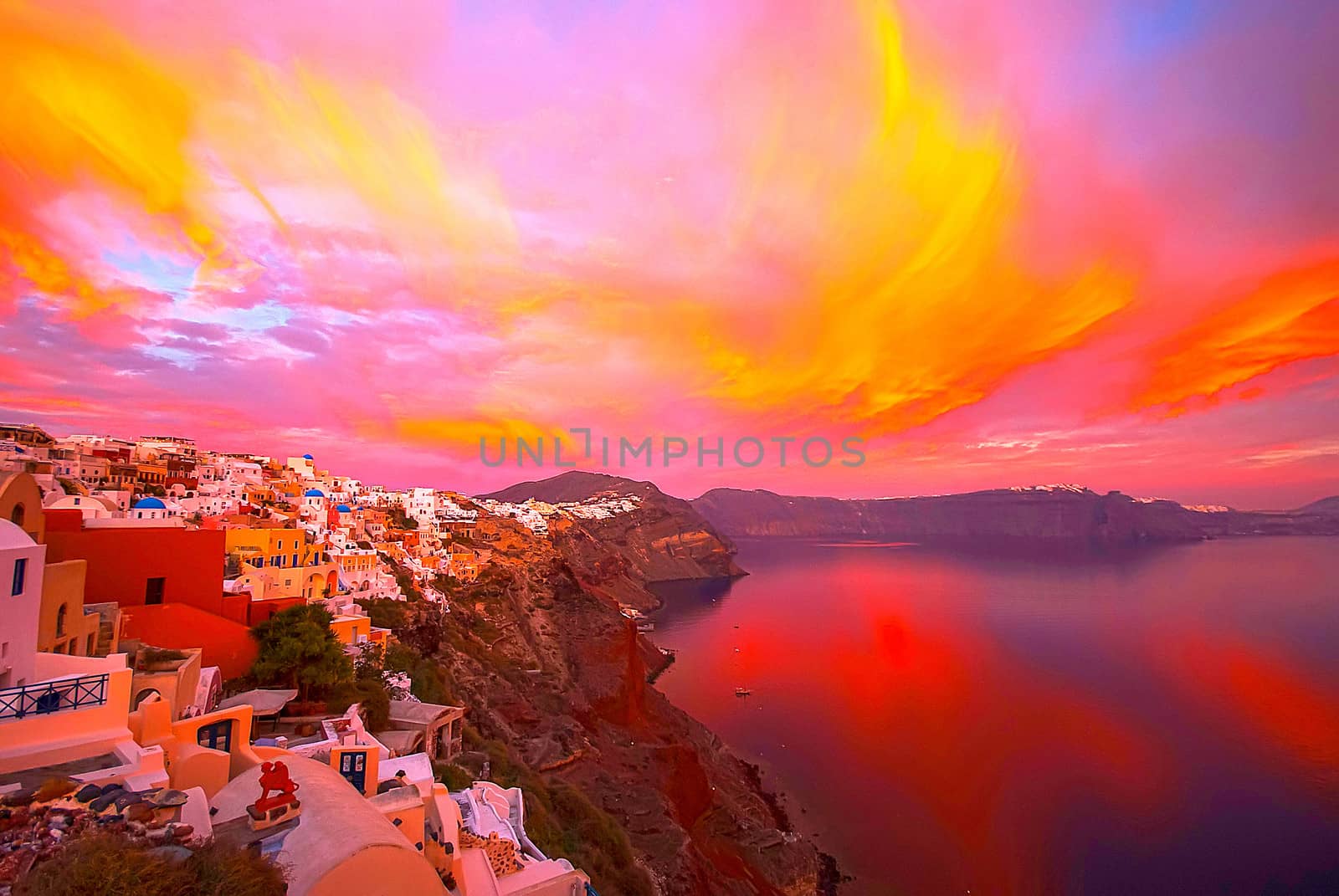 Oia Santorini Greece famous with romantic and beautiful sunsets