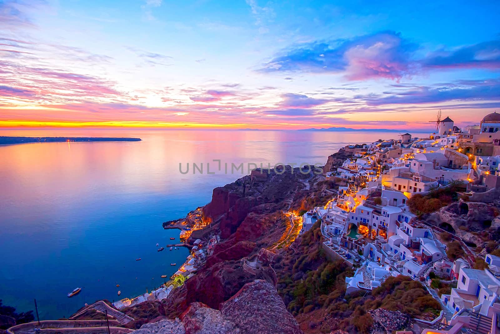 Oia Santorini Greece famous with romantic and beautiful sunsets