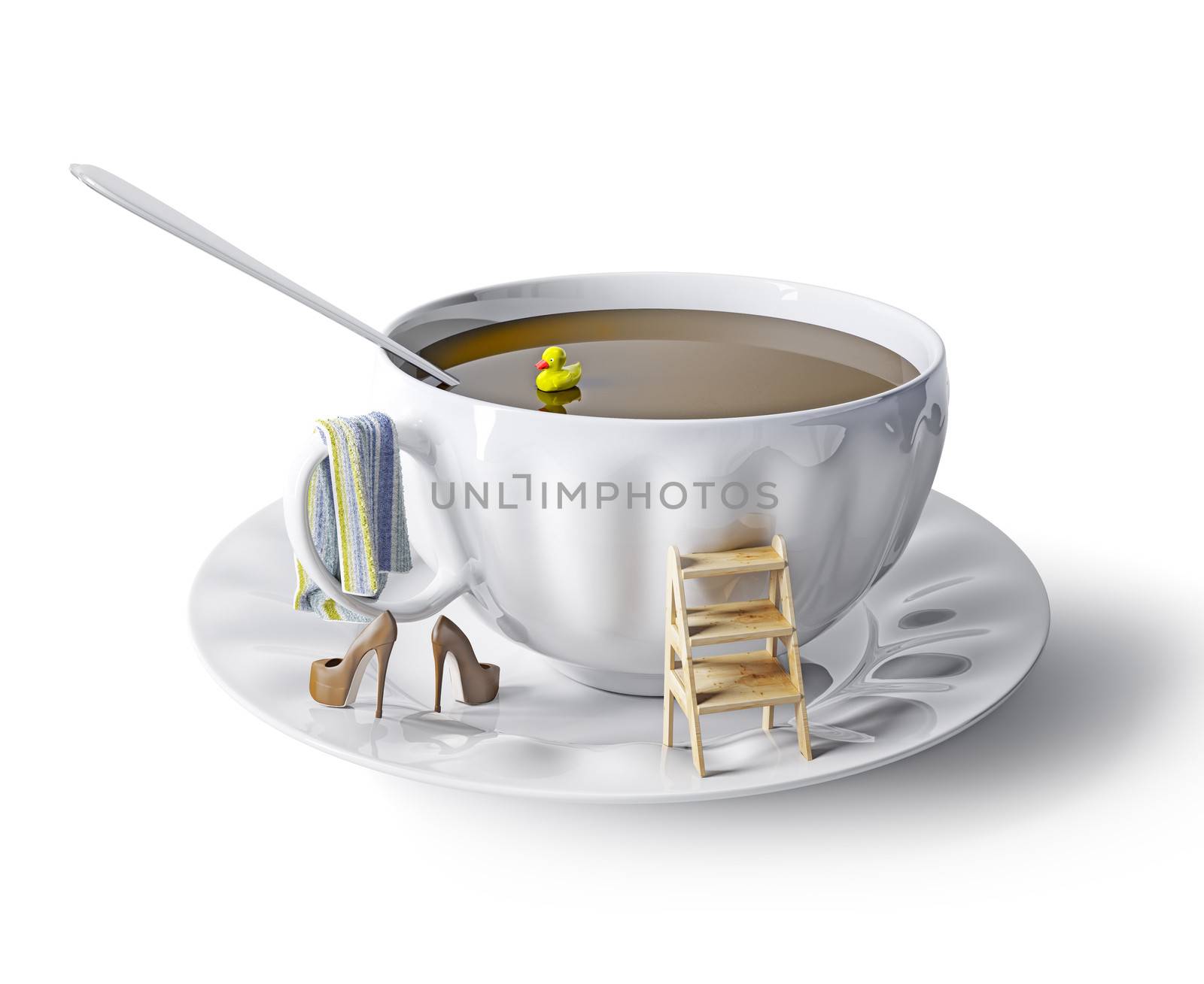 cup of coffee as the bathtub. creative concept 